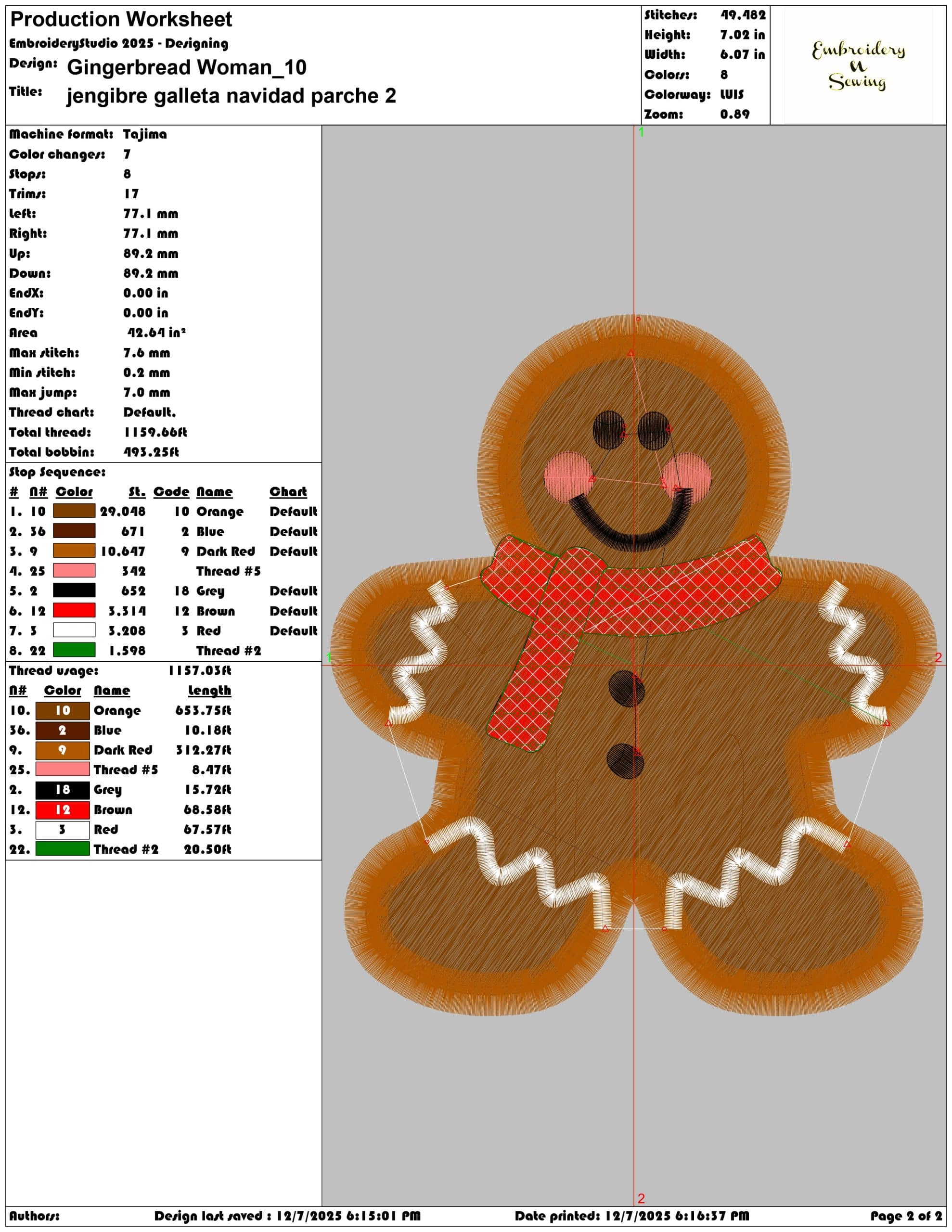 Gingerbread Woman- Elegant embroidery design file - instant download — view 4