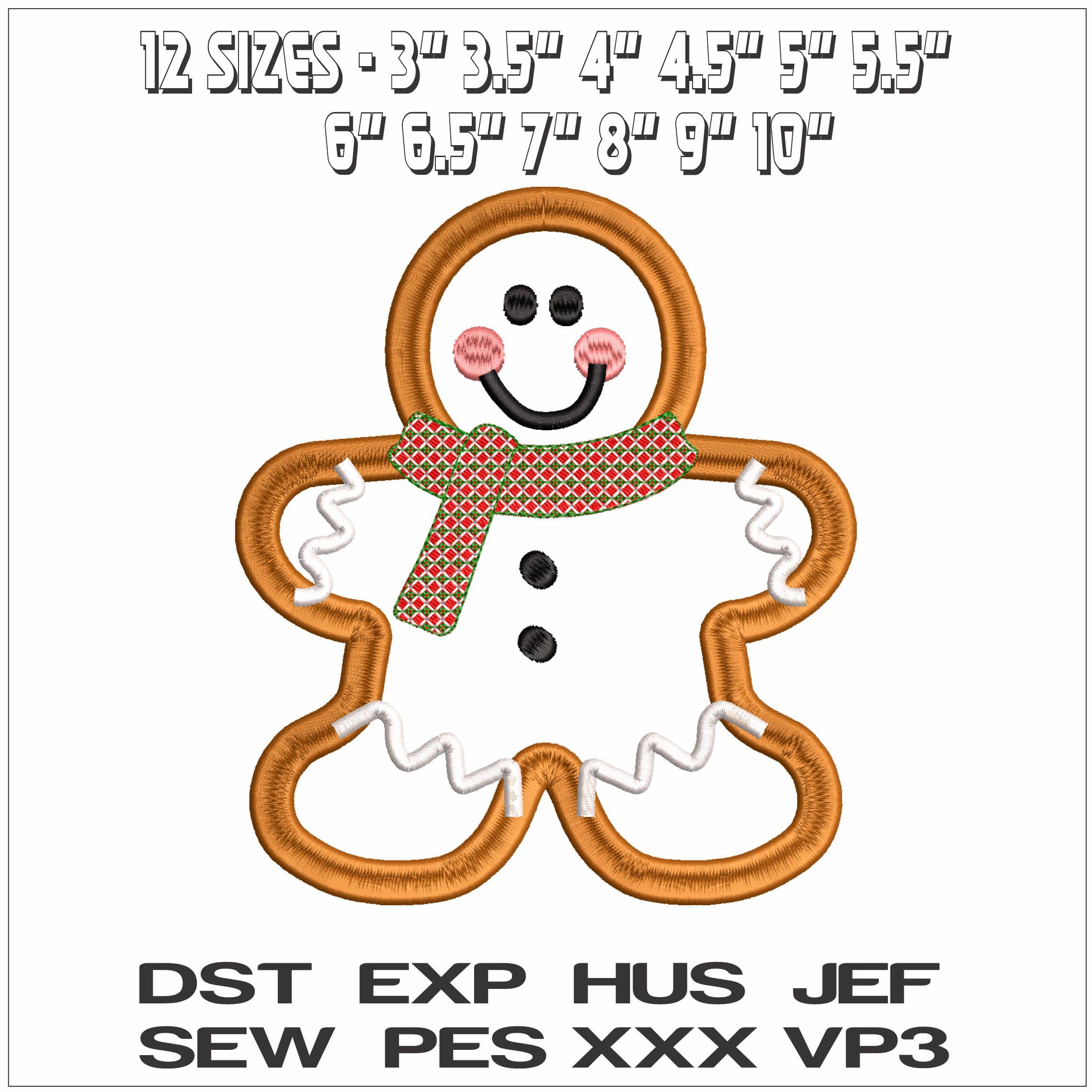 Gingerbread Woman Applique- Elegant embroidery design file - instant download — view 2