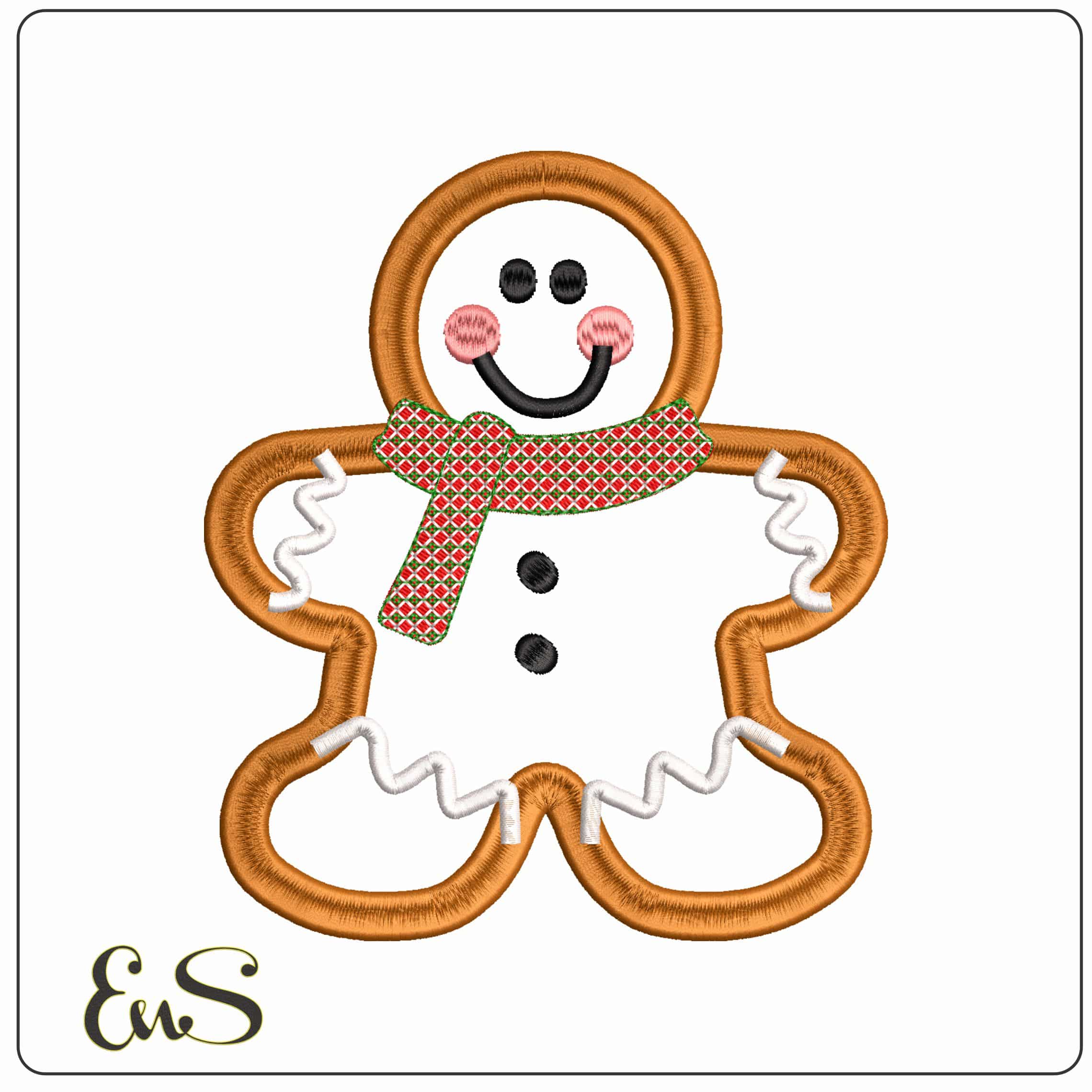 Gingerbread Woman Applique- Elegant embroidery design file - instant download