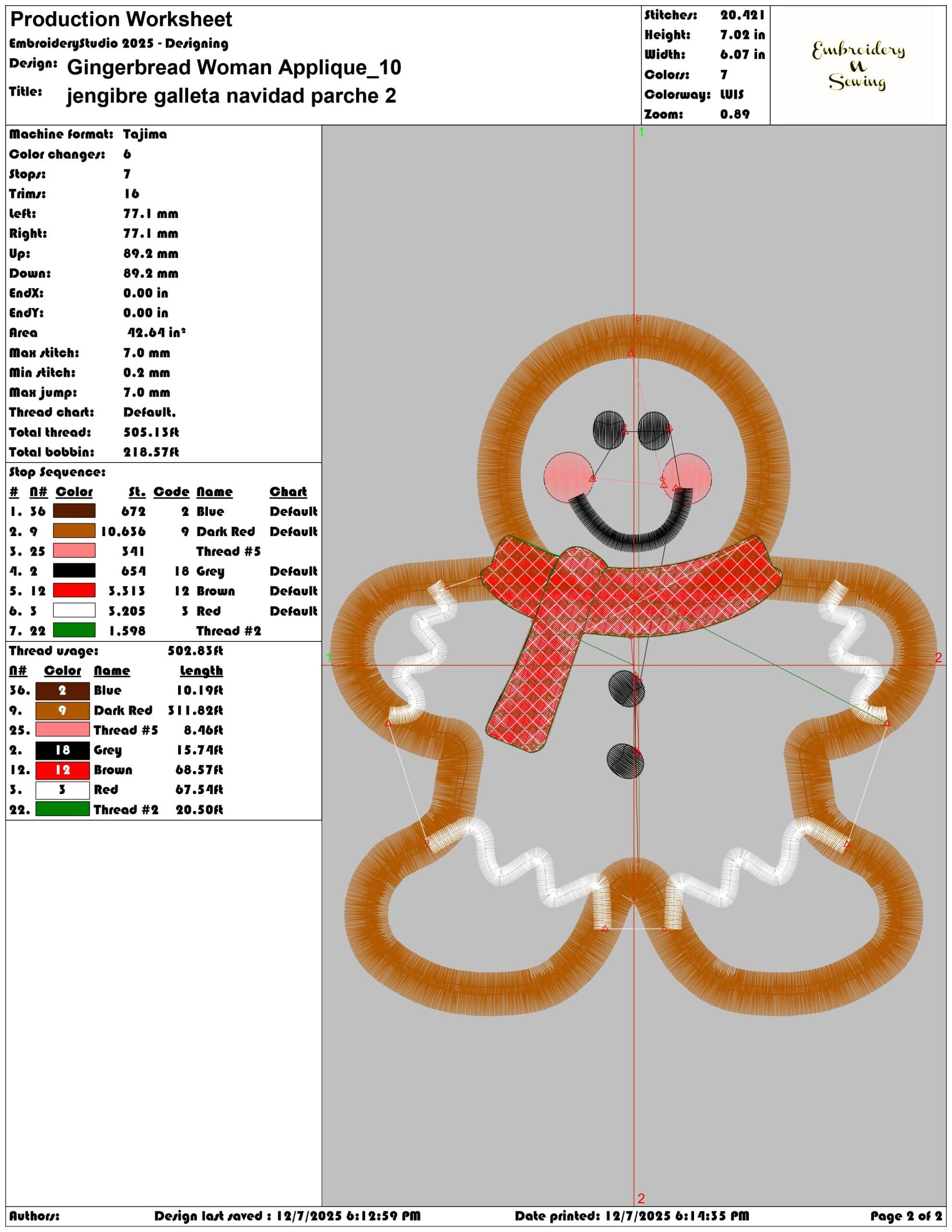 Gingerbread Woman Applique- Elegant embroidery design file - instant download — view 4