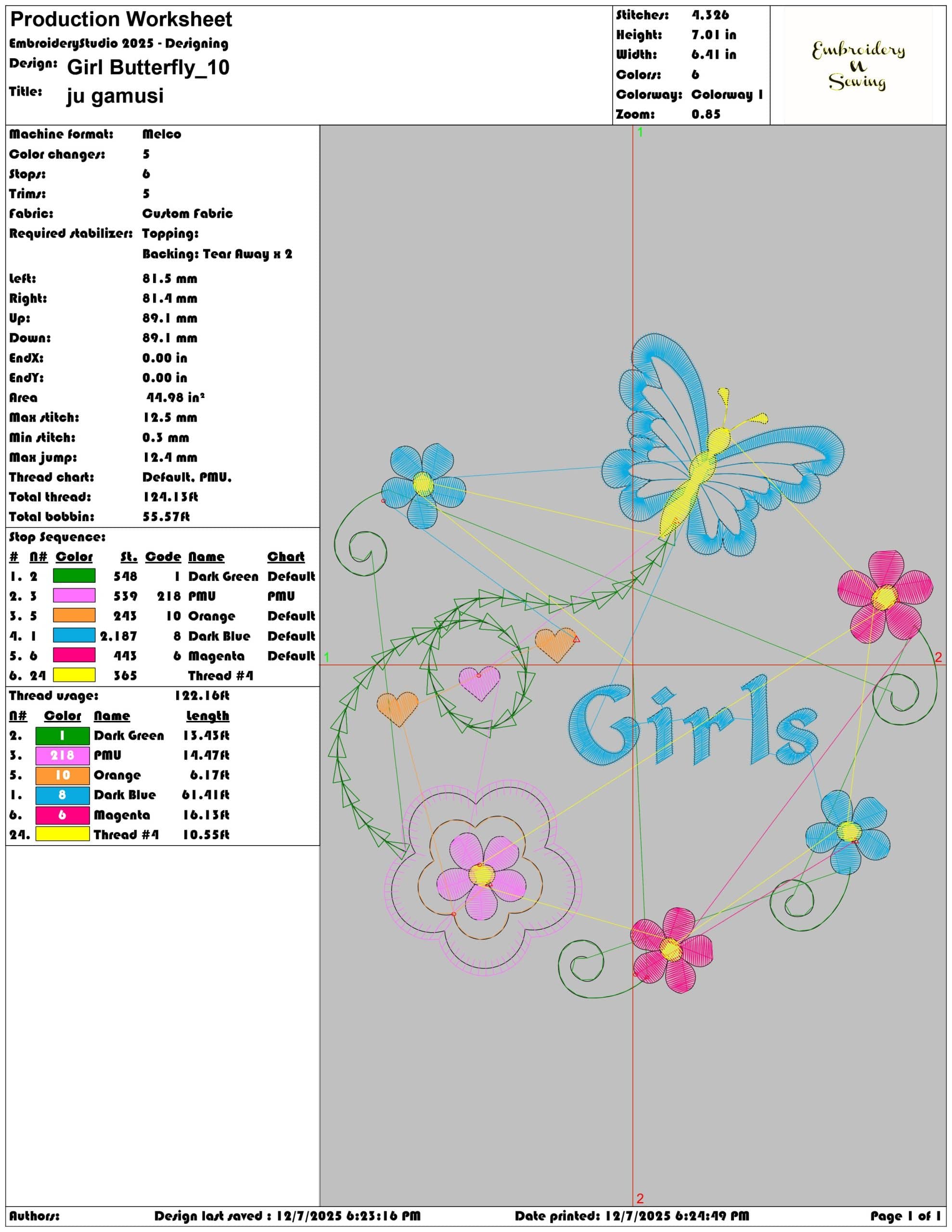 Girl Butterfly- Elegant embroidery design file - instant download — view 3