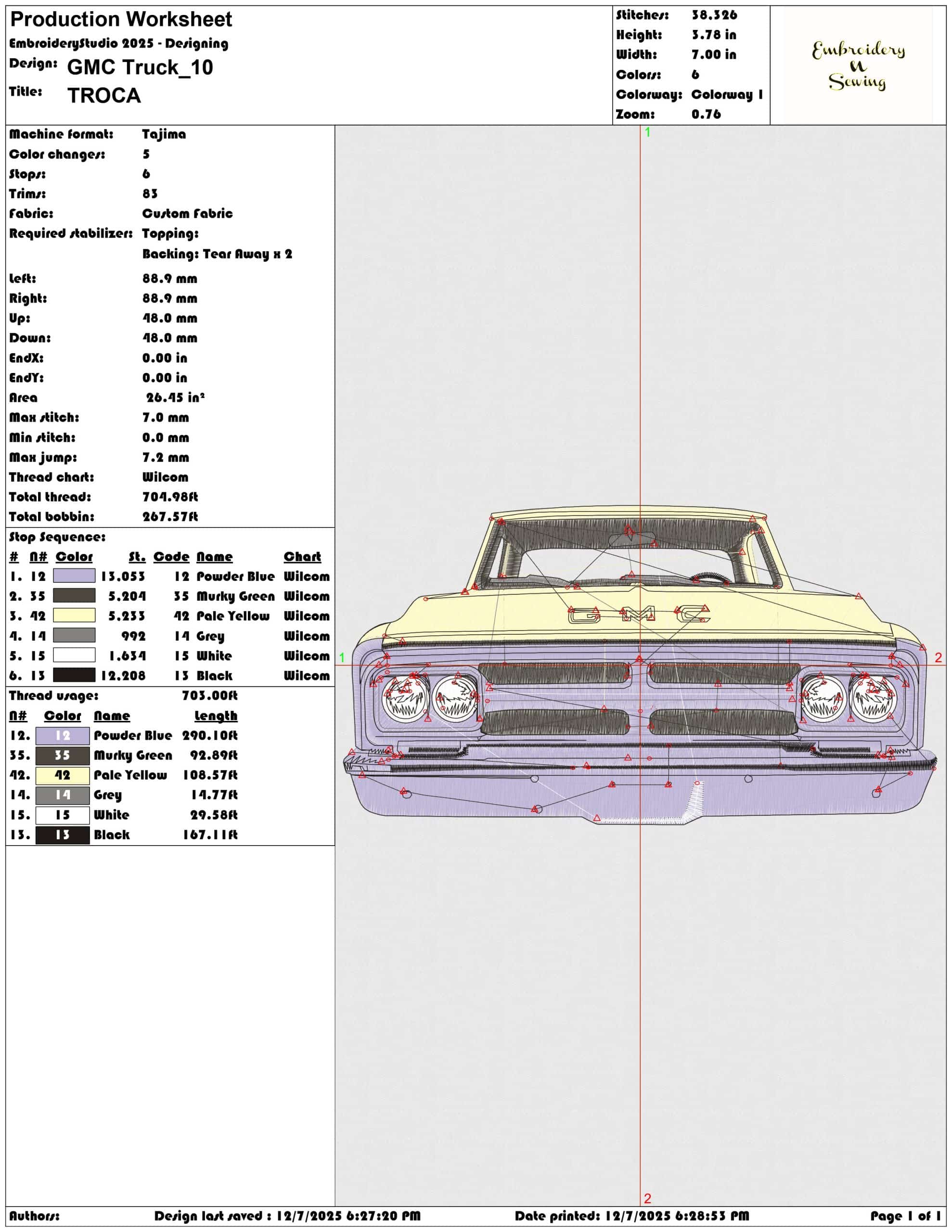 GMC Truck- Elegant embroidery design file - instant download — view 3