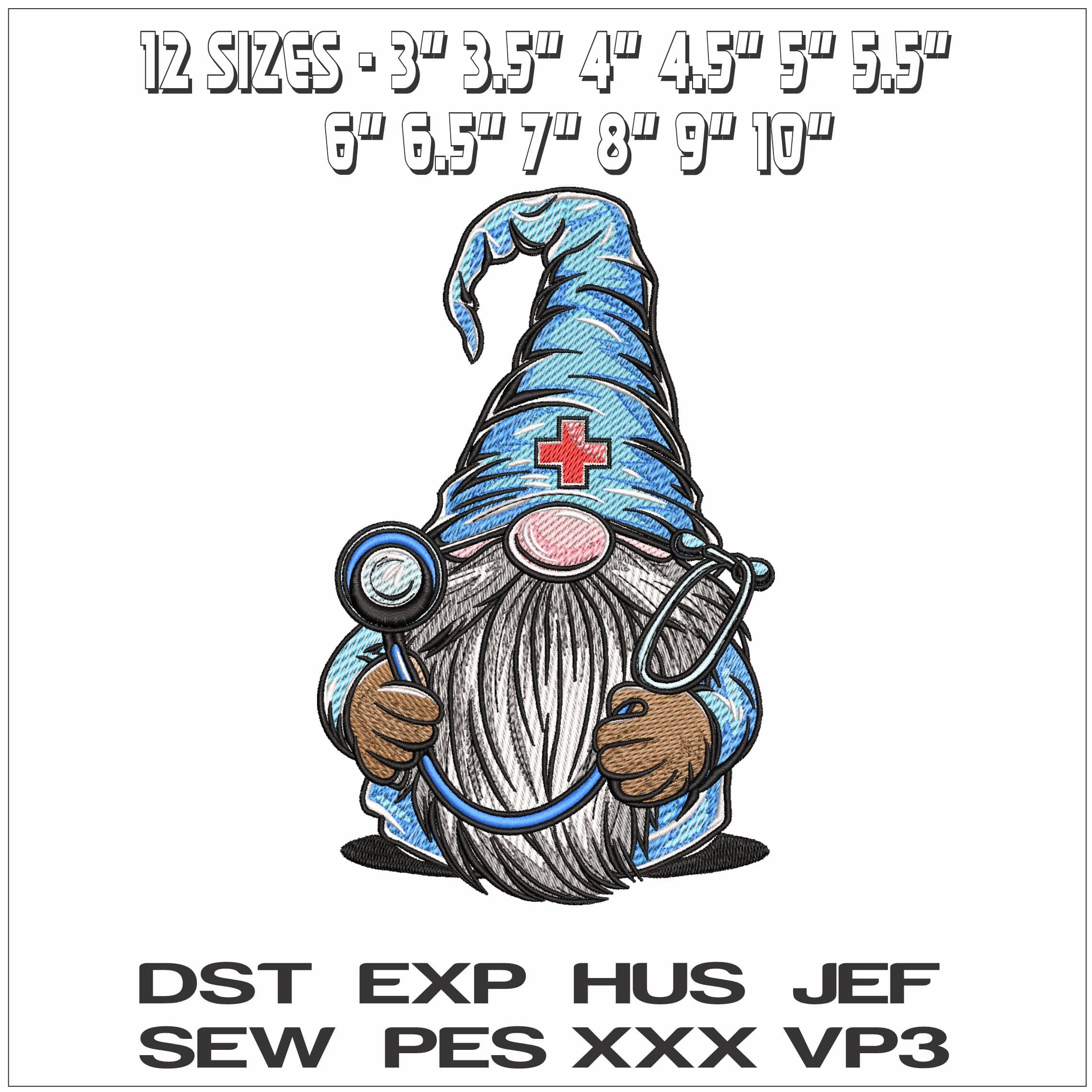 Gnome Doctor- Elegant embroidery design file - instant download — view 2