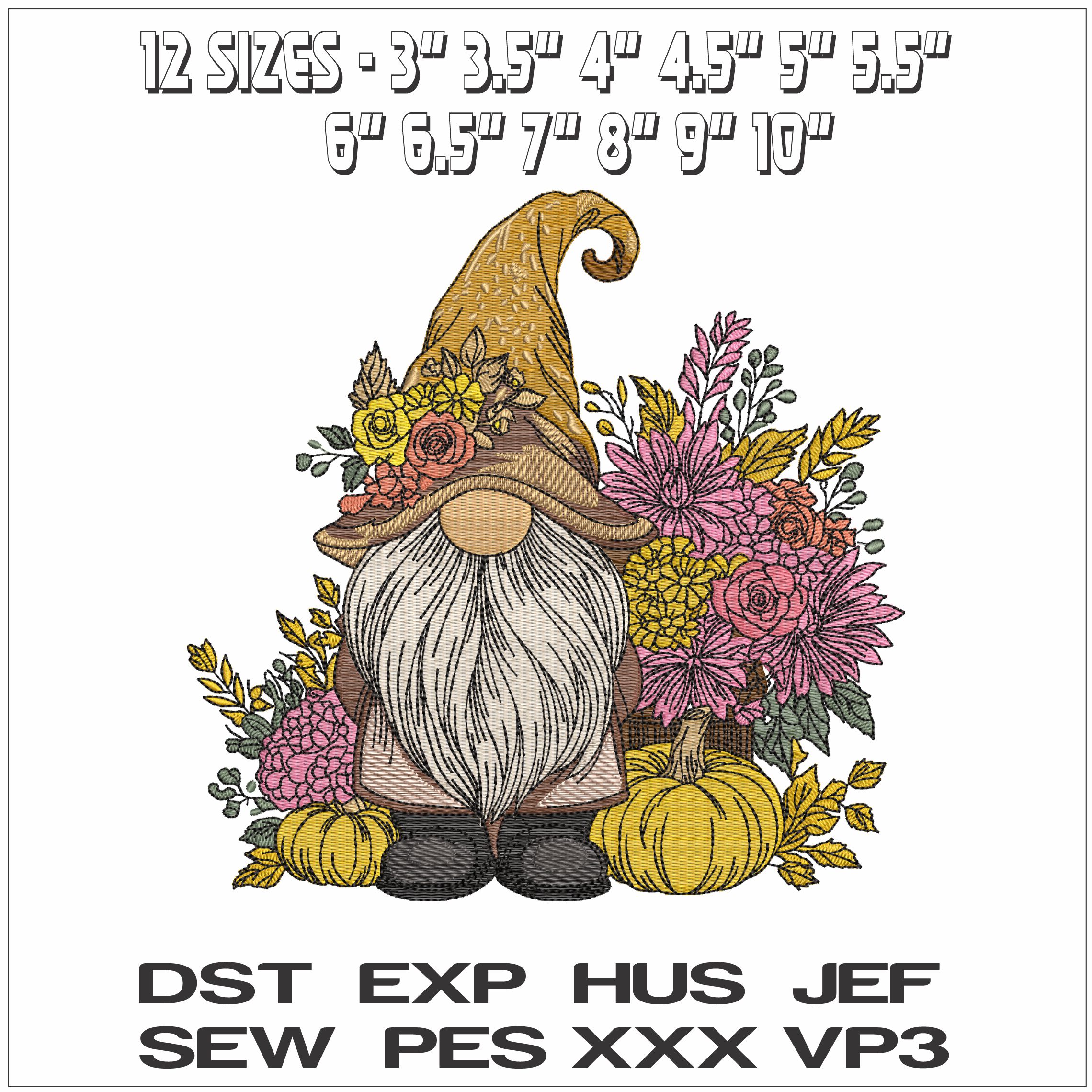 Gnome with Fall produce- Elegant embroidery design file - instant download — view 2