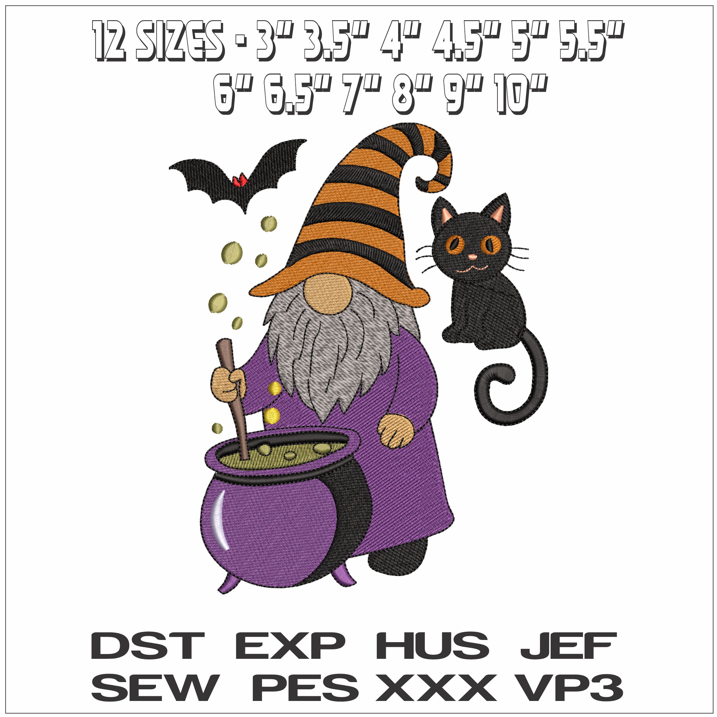 Gnome Wizard with Cauldron- Elegant embroidery design file - instant download — view 2