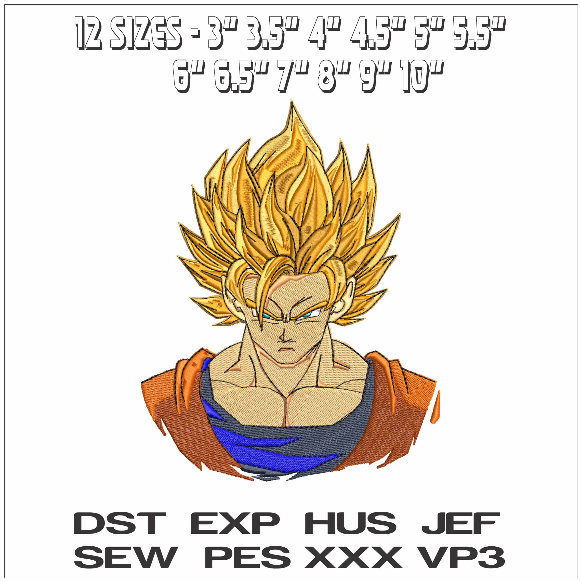 Goku Head Anime- Elegant embroidery design file - instant download — view 2