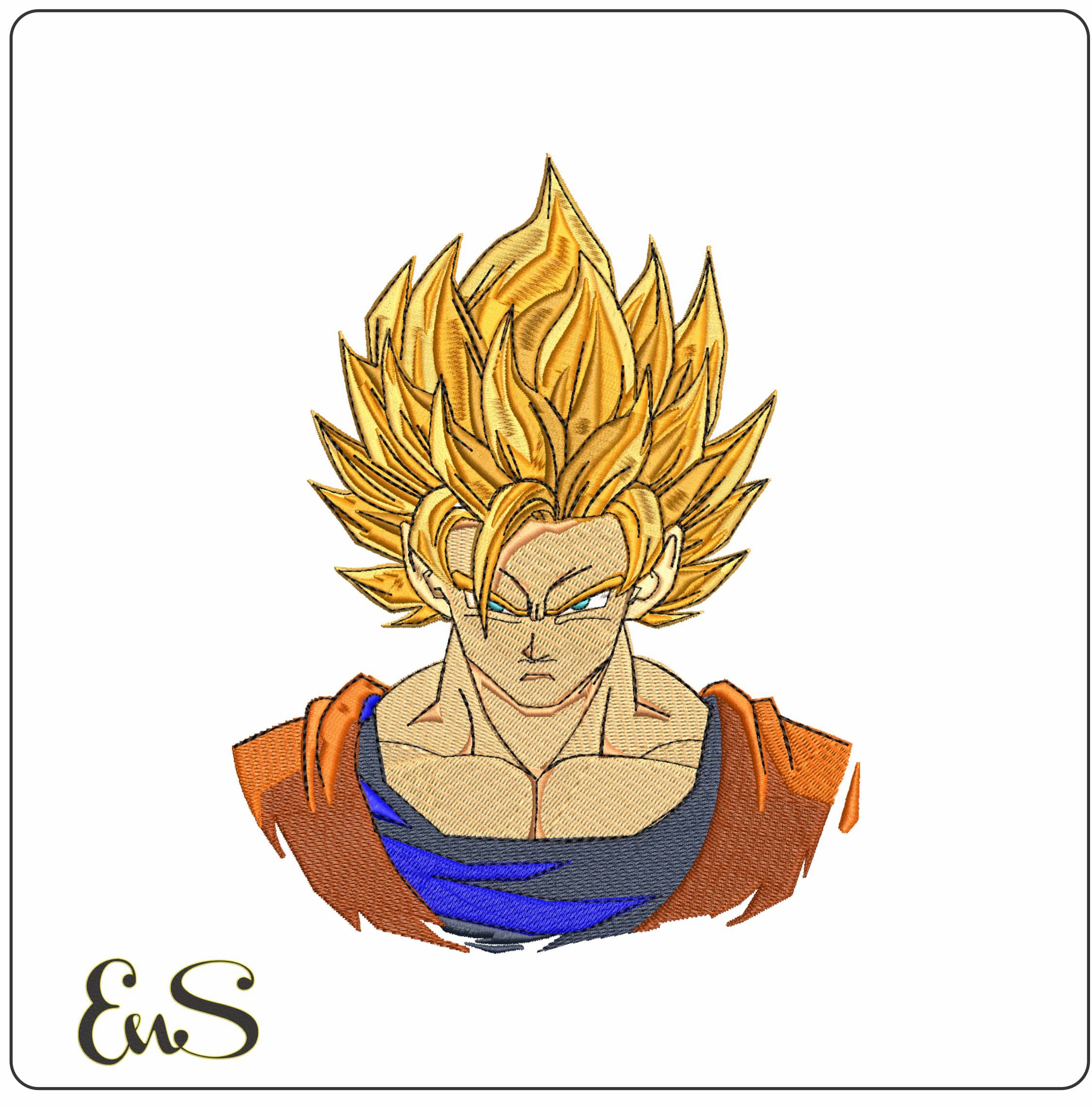 Goku Head Anime- Elegant embroidery design file - instant download