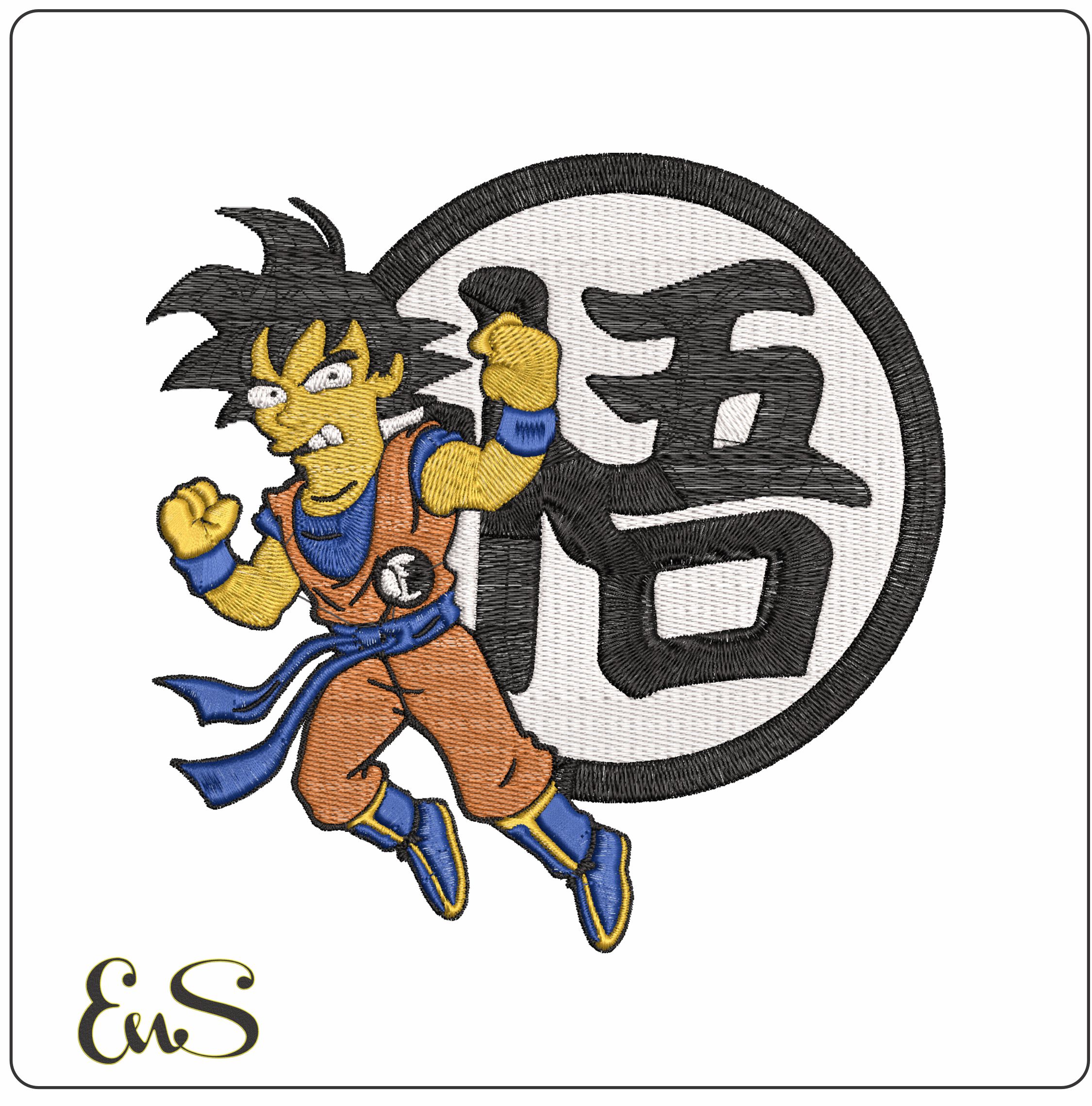 Goku Simpsons- Elegant embroidery design file - instant download