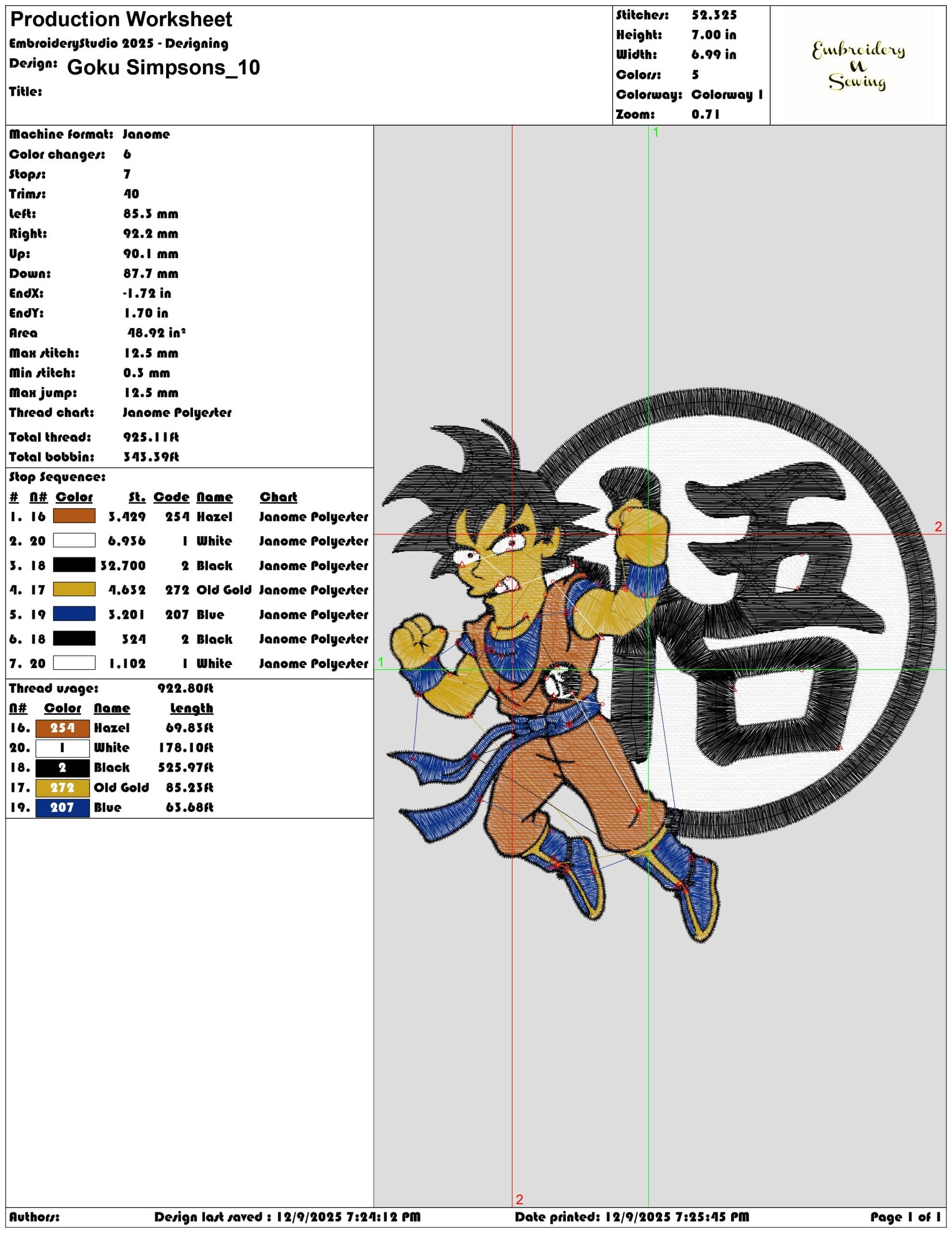 Goku Simpsons- Elegant embroidery design file - instant download — view 3