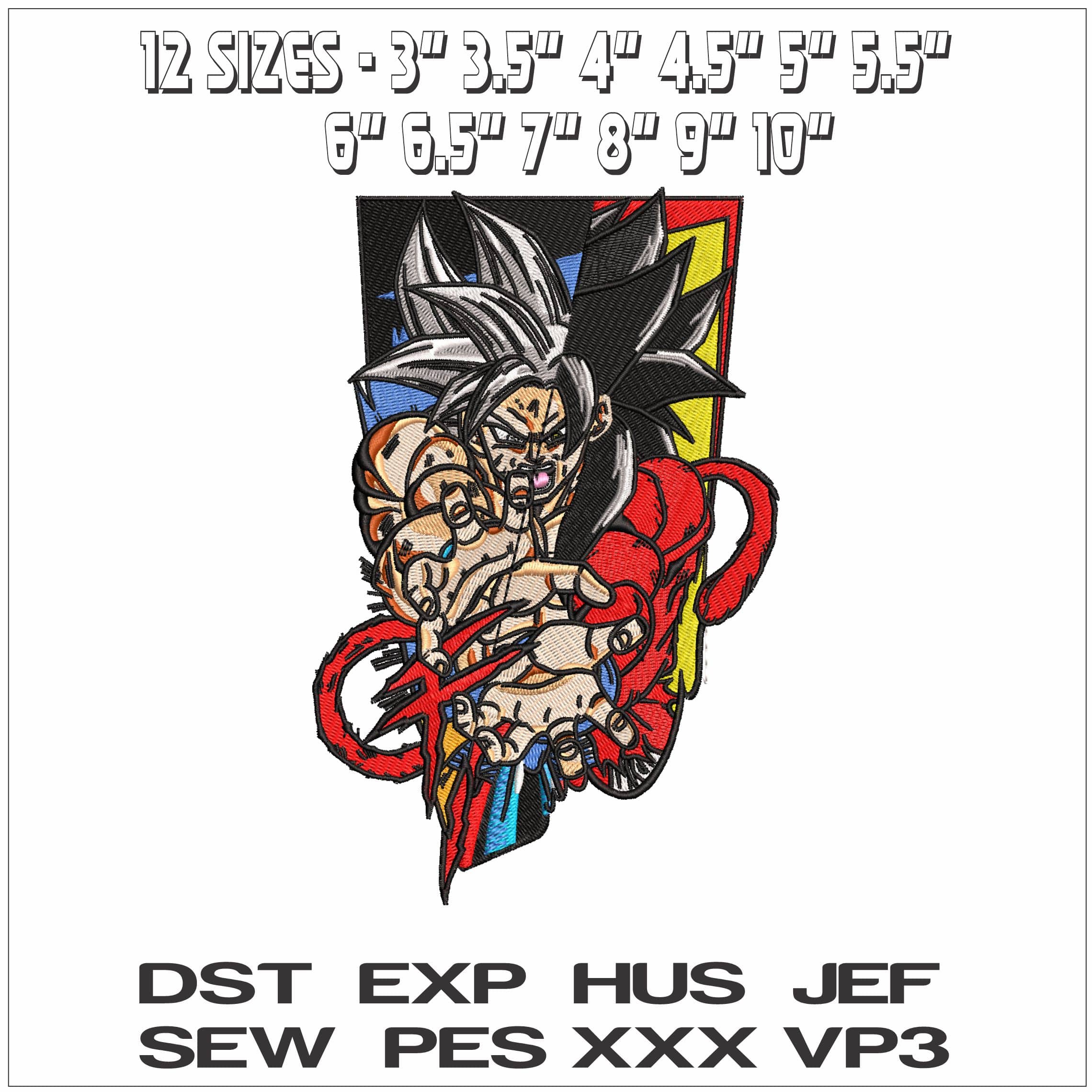 Goku Super Saiyan 4 Dragon Ball Anime- Elegant embroidery design file - instant download — view 2