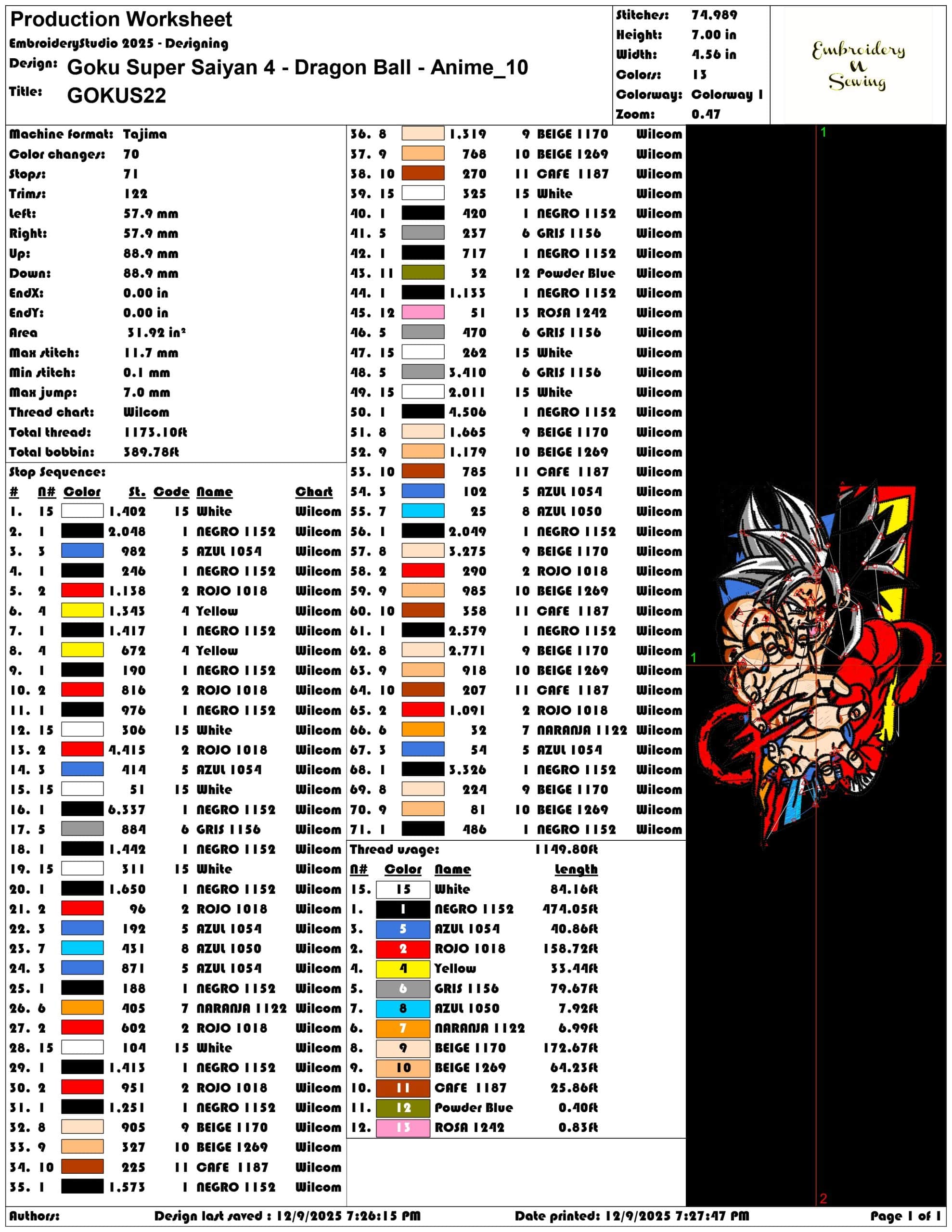 Goku Super Saiyan 4 Dragon Ball Anime- Elegant embroidery design file - instant download — view 3