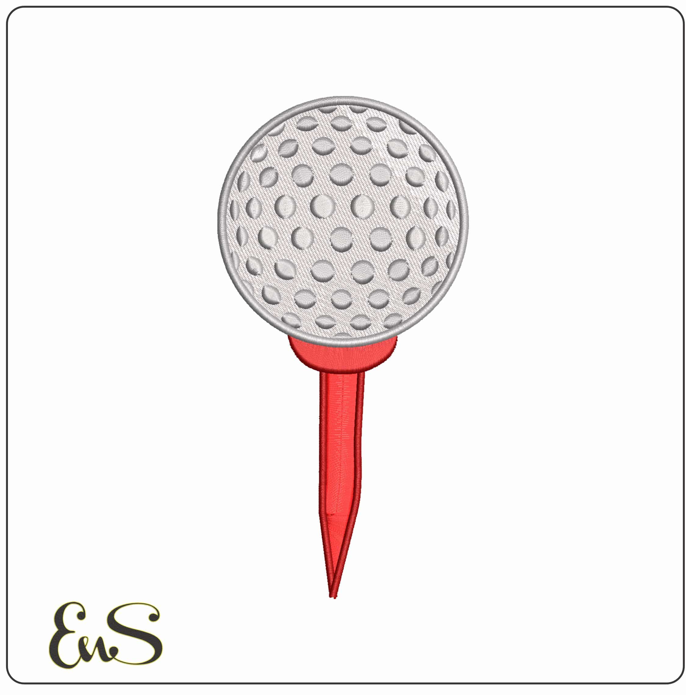 Golf Ball on a Tee- Elegant embroidery design file - instant download