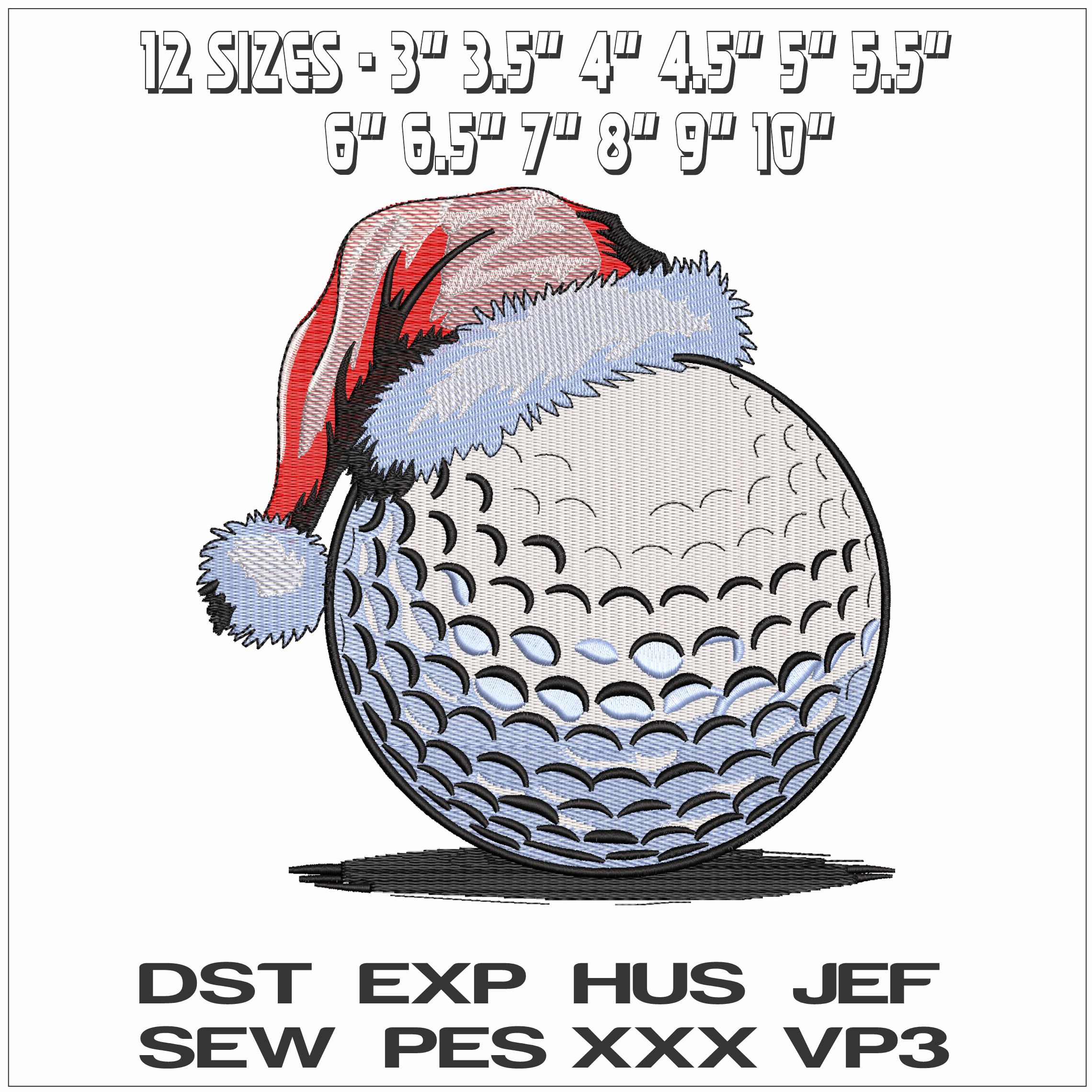 Golf Ball Santa Hat- Elegant embroidery design file - instant download — view 2