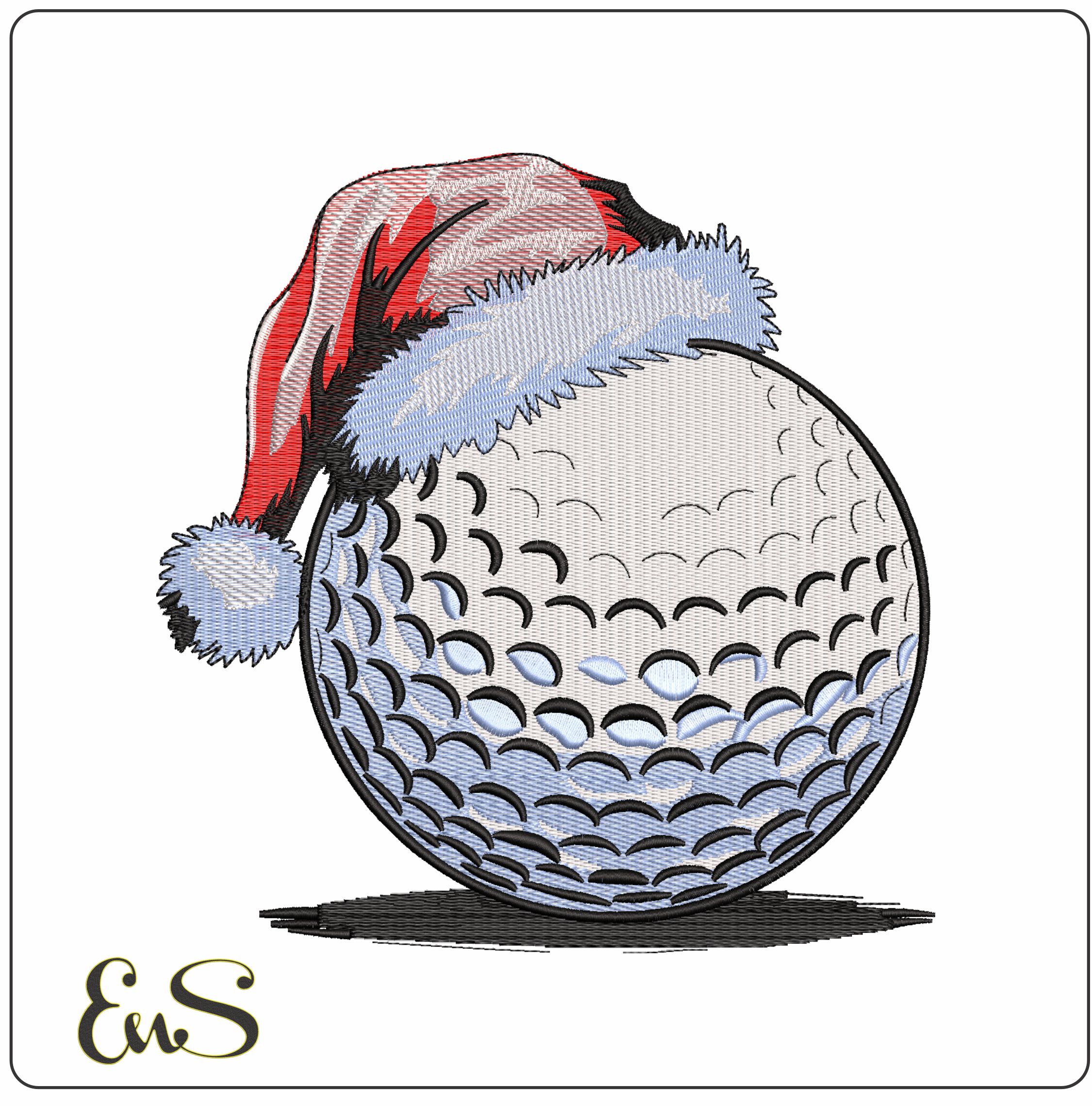 Golf Ball Santa Hat- Elegant embroidery design file - instant download