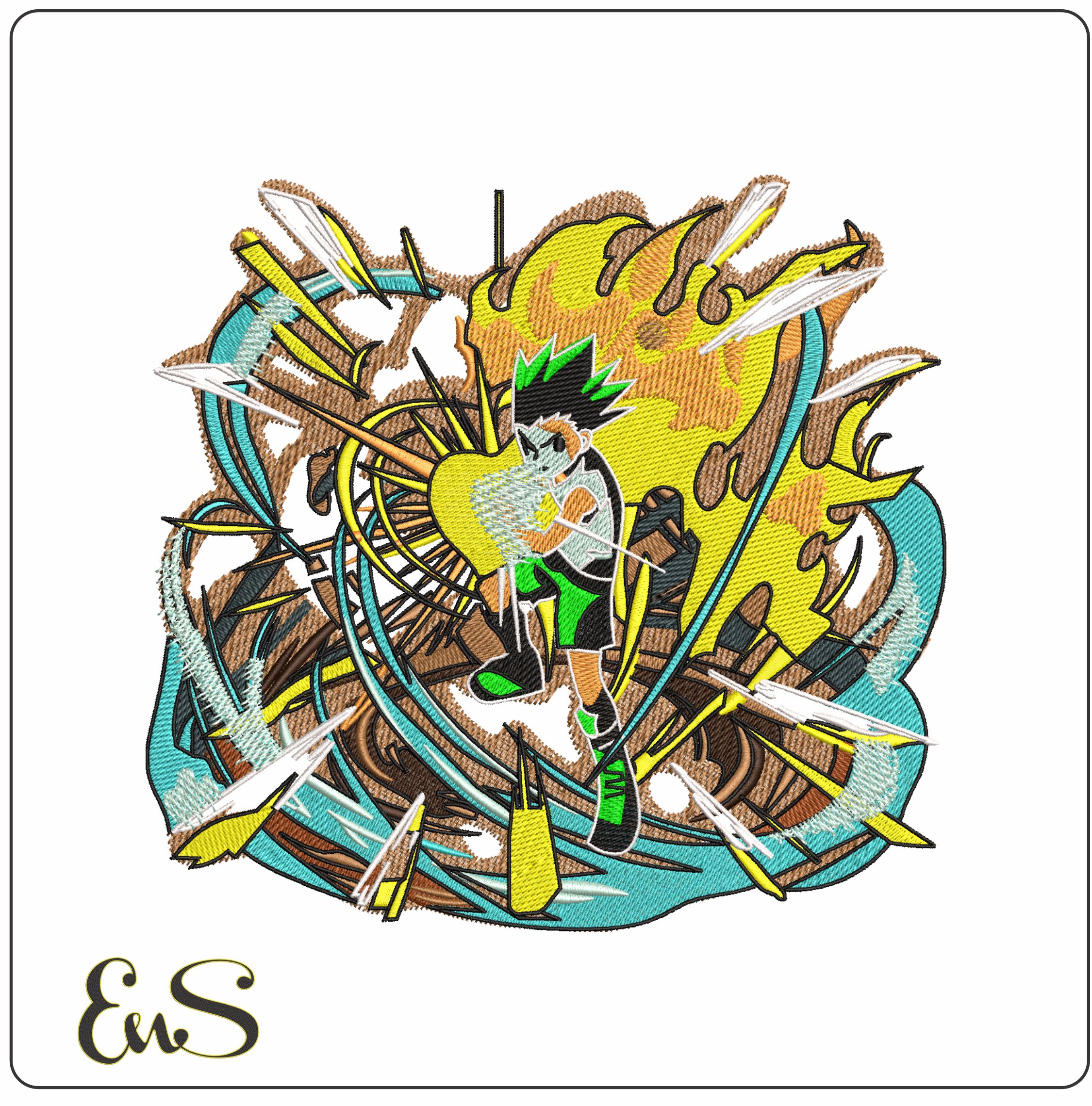Gon Freecss Hunter x Hunter Anime- Elegant embroidery design file - instant download