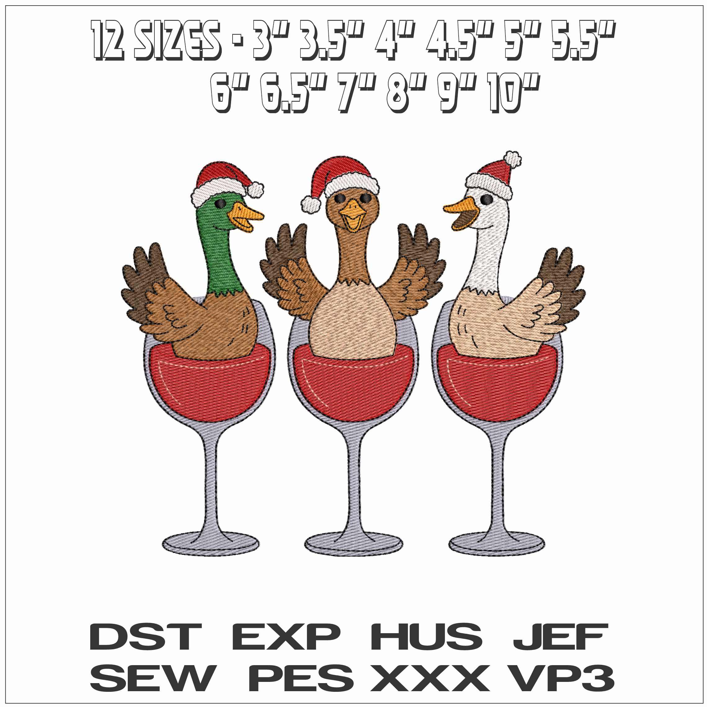 Goose in Wine Glass- Elegant embroidery design file - instant download — view 2