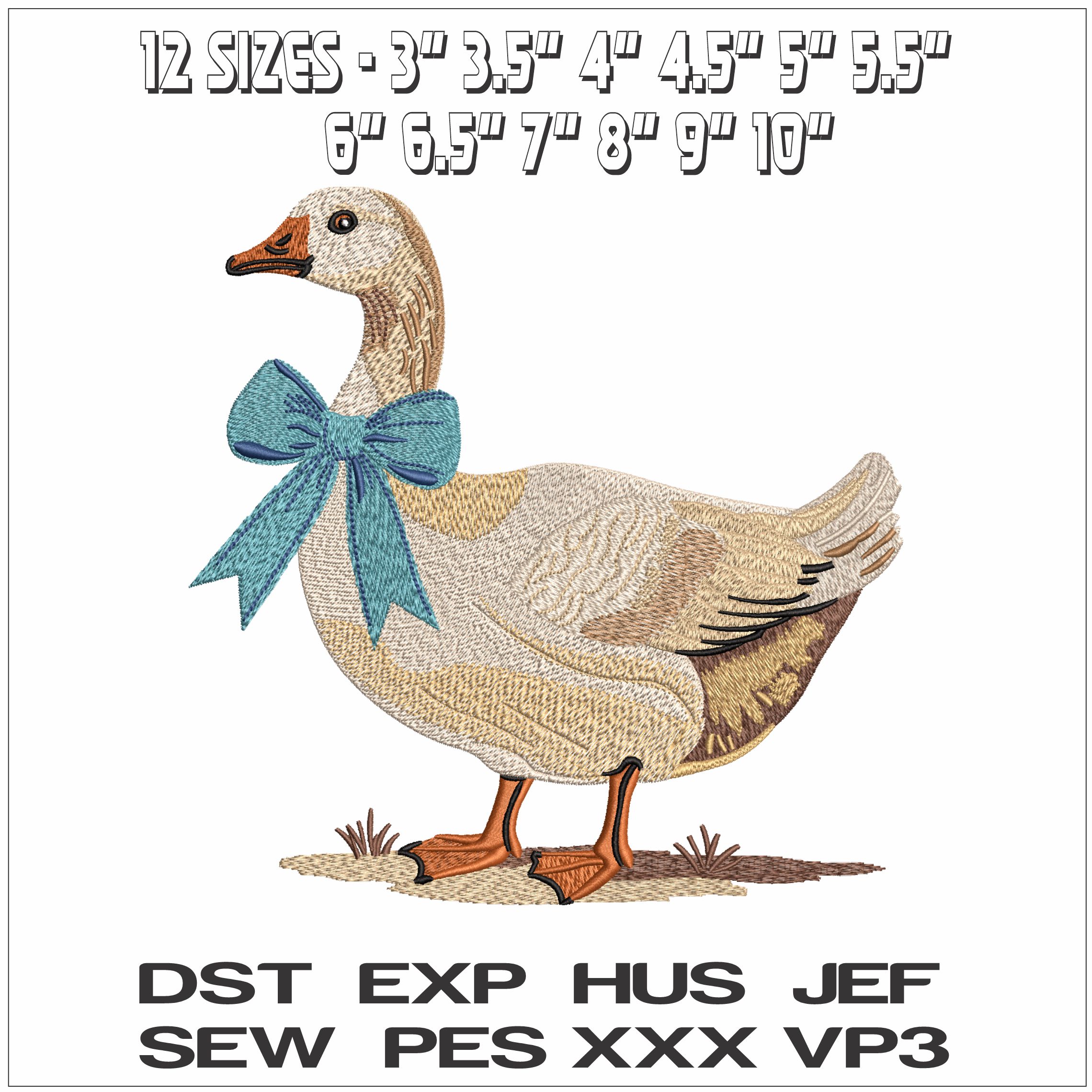 Goose with Bow- Elegant embroidery design file - instant download — view 2