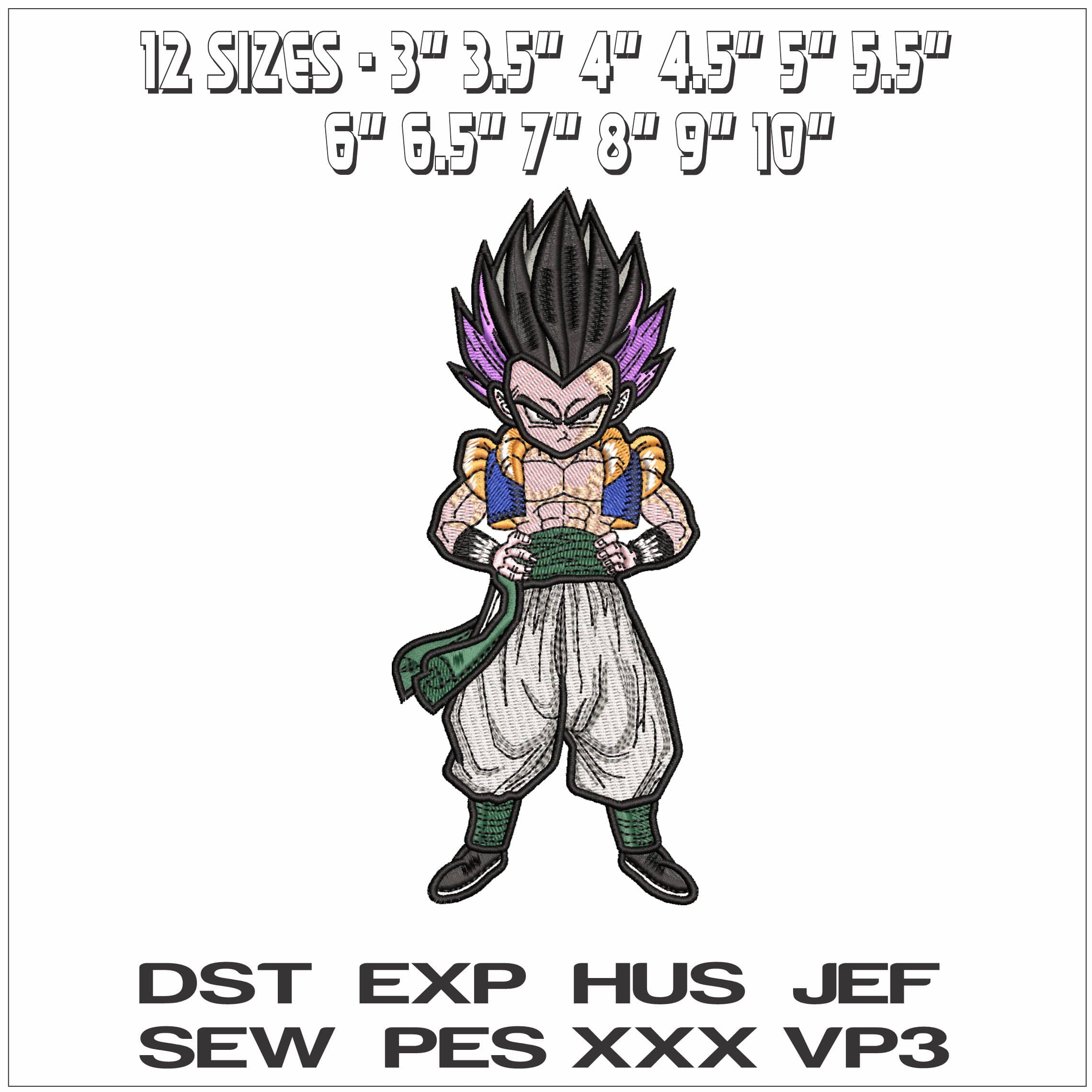 Gotenks Dragon Ball Z Anime- Elegant embroidery design file - instant download — view 2