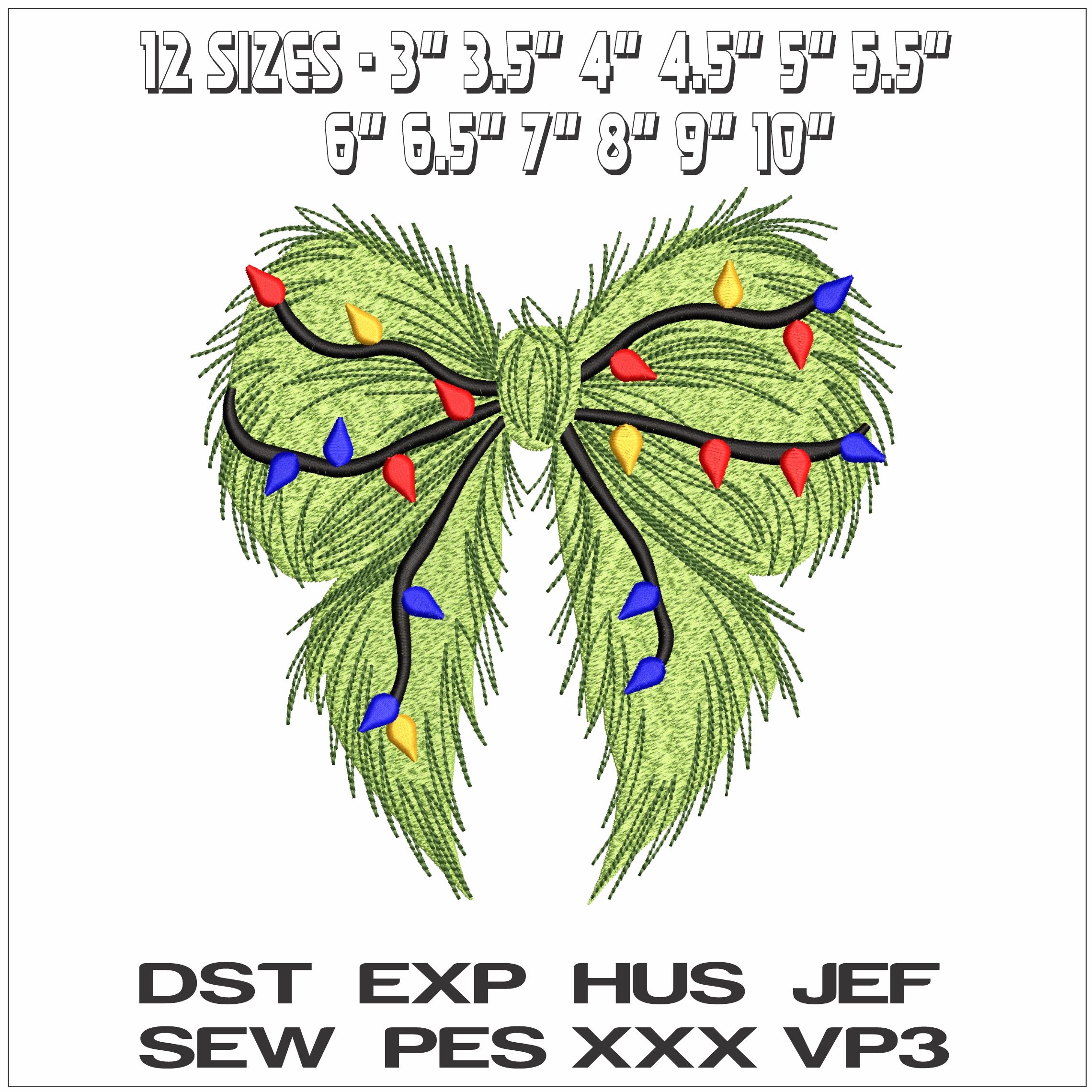 Grinch Bow- Elegant embroidery design file - instant download — view 2