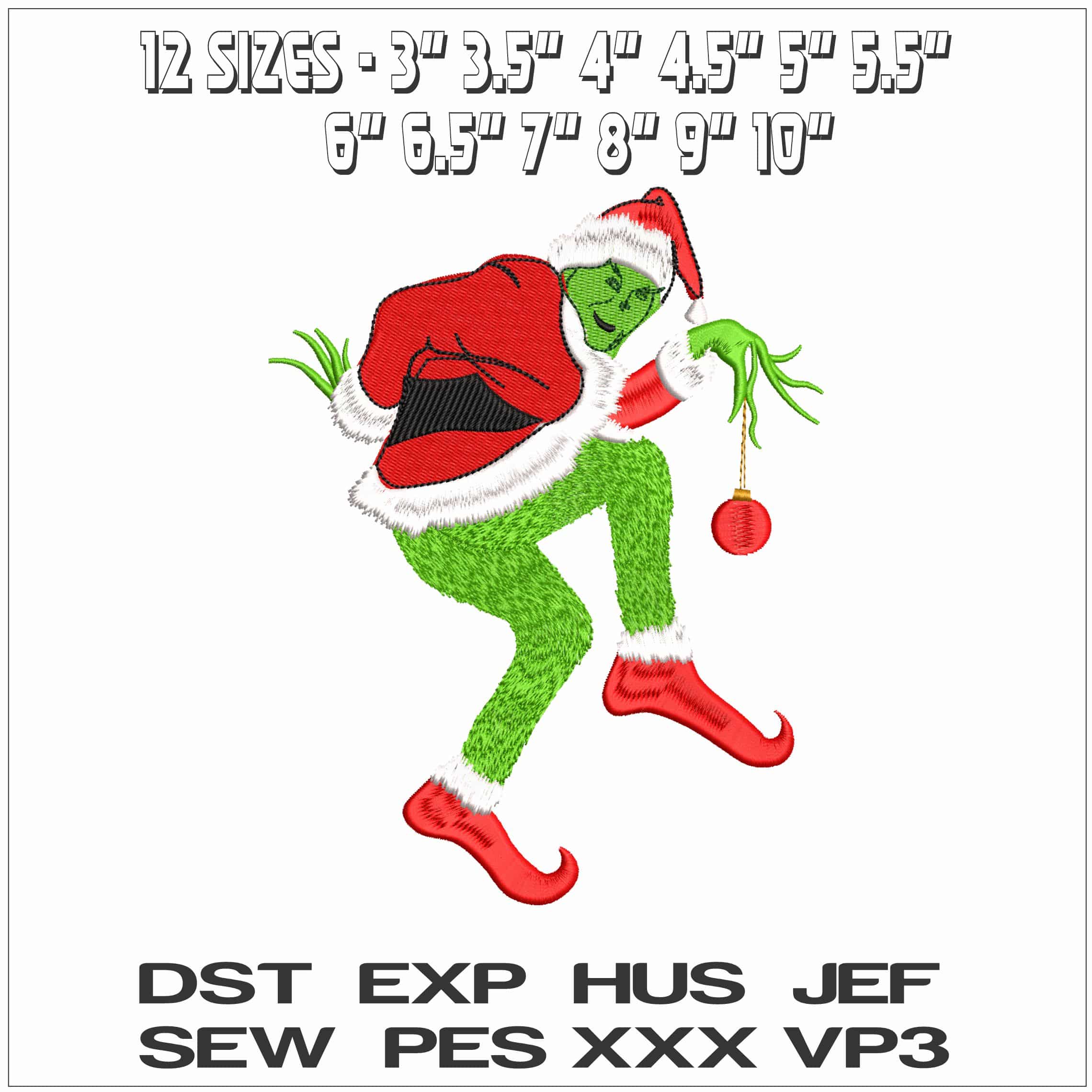 Grinch Creeping- Elegant embroidery design file - instant download — view 2