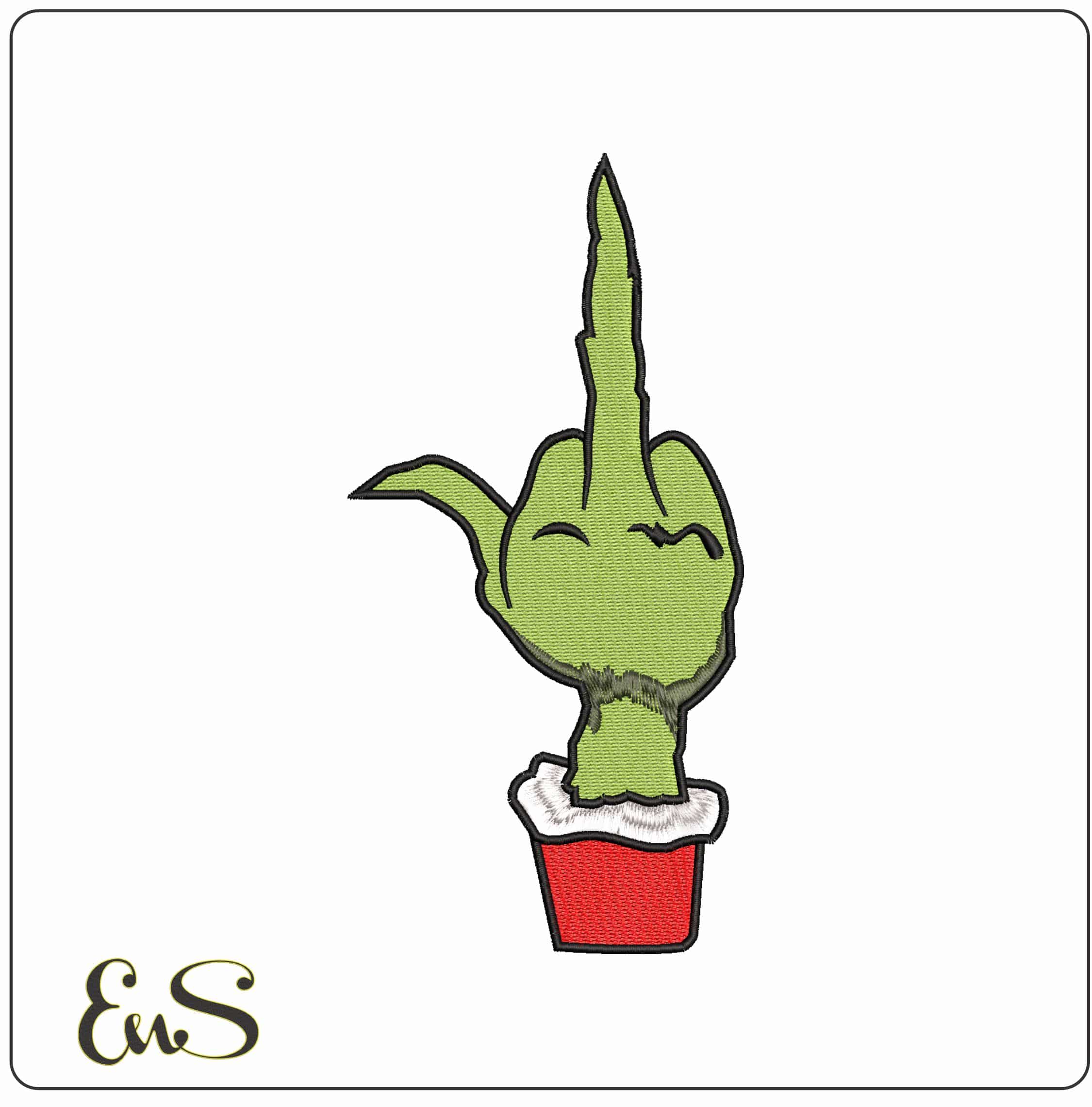 Grinch Middle Finger- Elegant embroidery design file - instant download