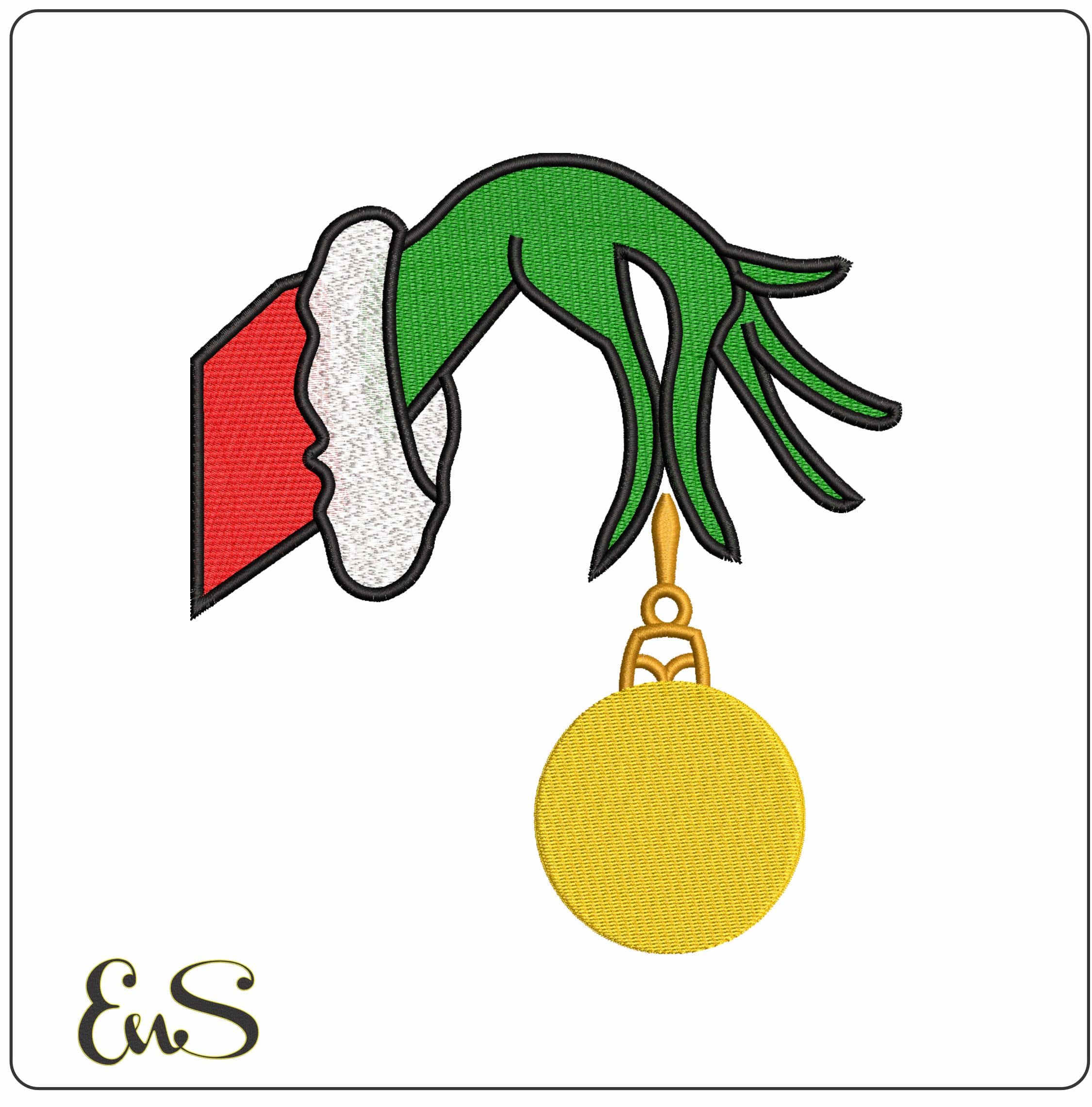 Grinch With Bauble- Elegant embroidery design file - instant download