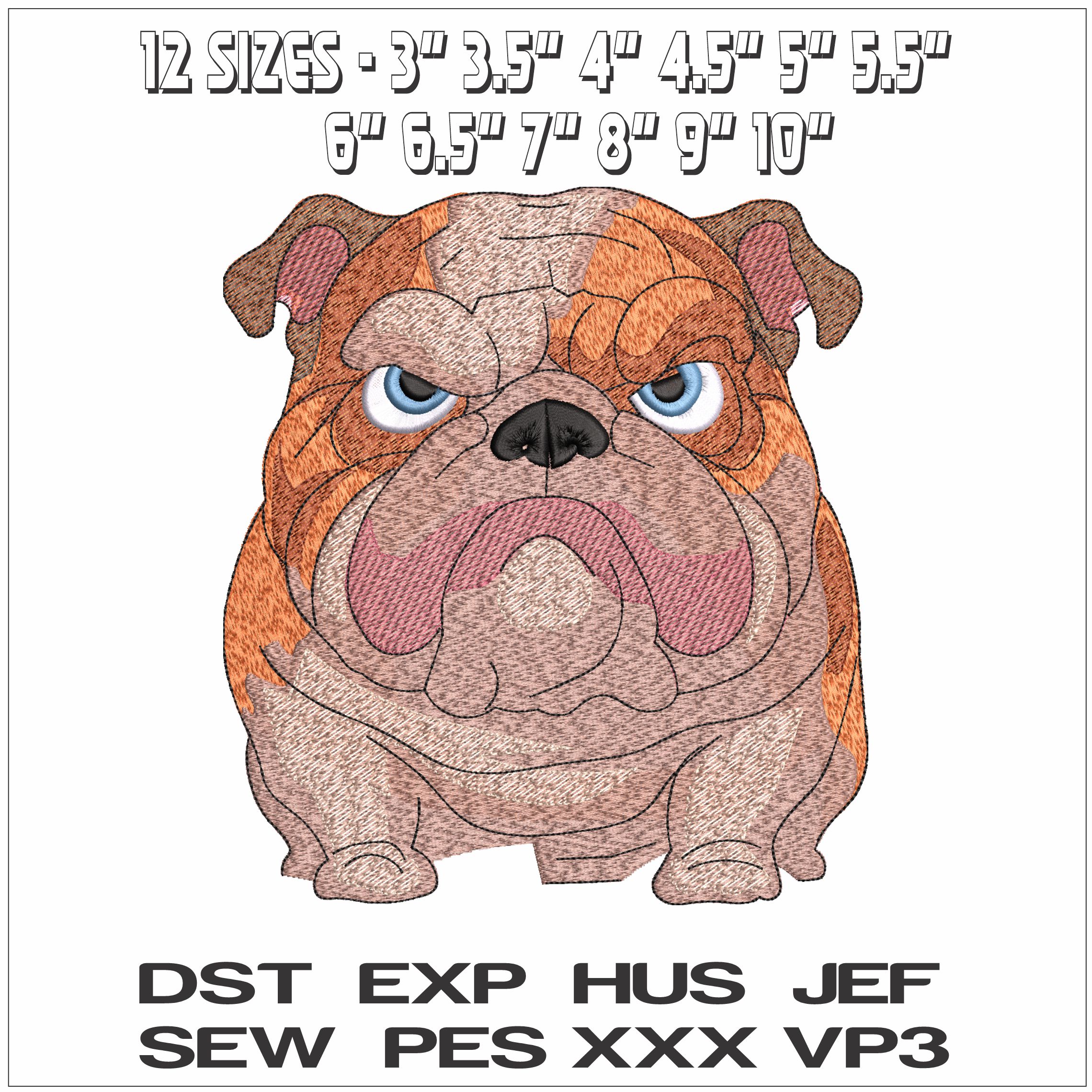 Grumpy Bulldog- Elegant embroidery design file - instant download — view 2