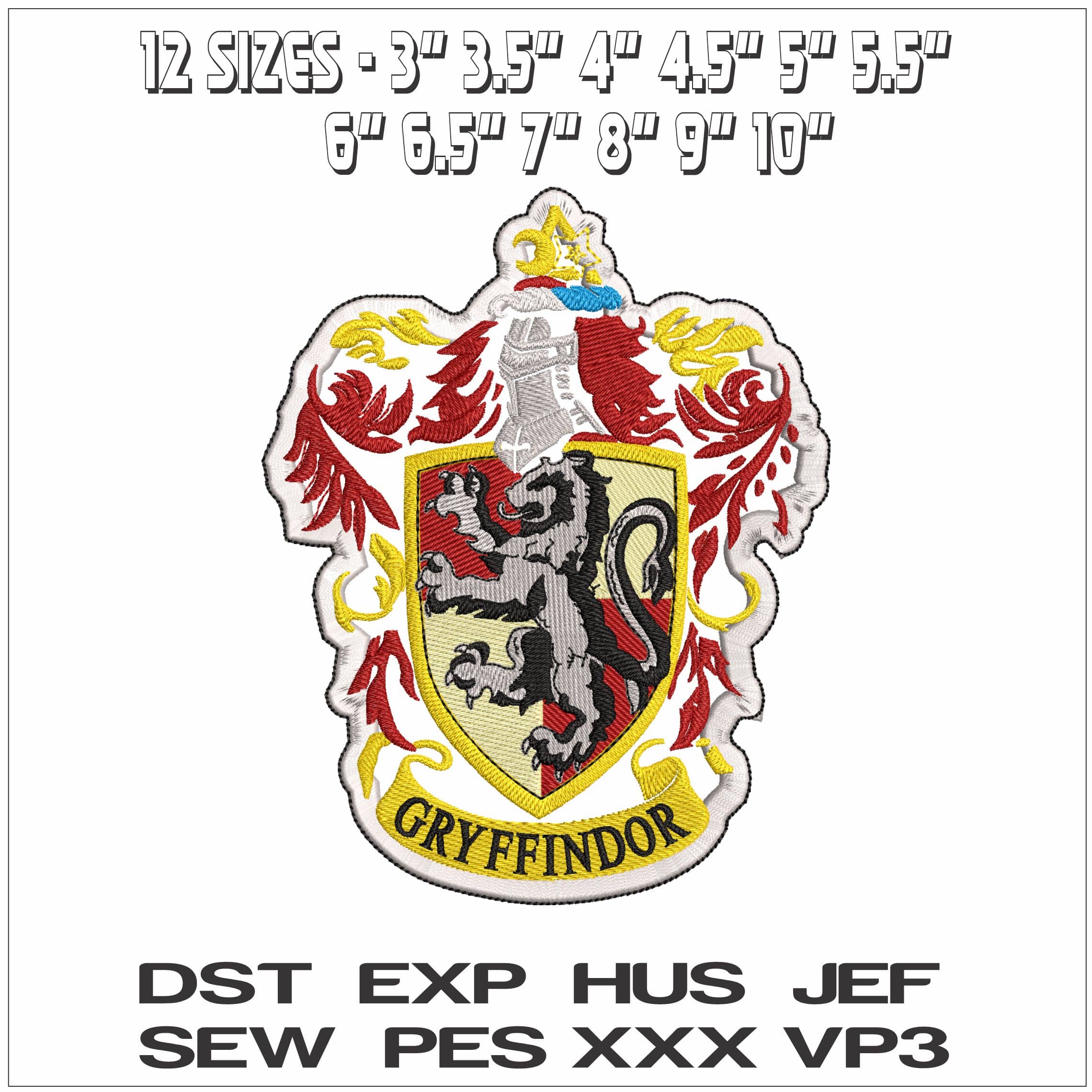 Gryffindor Shield- Elegant embroidery design file - instant download — view 2