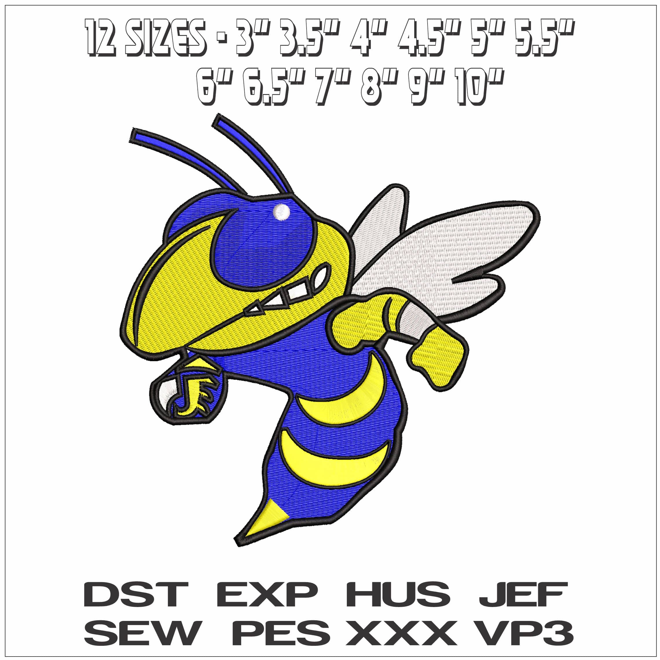 GT Basic Yellow Jacket with Blue- Elegant embroidery design file - instant download — view 2