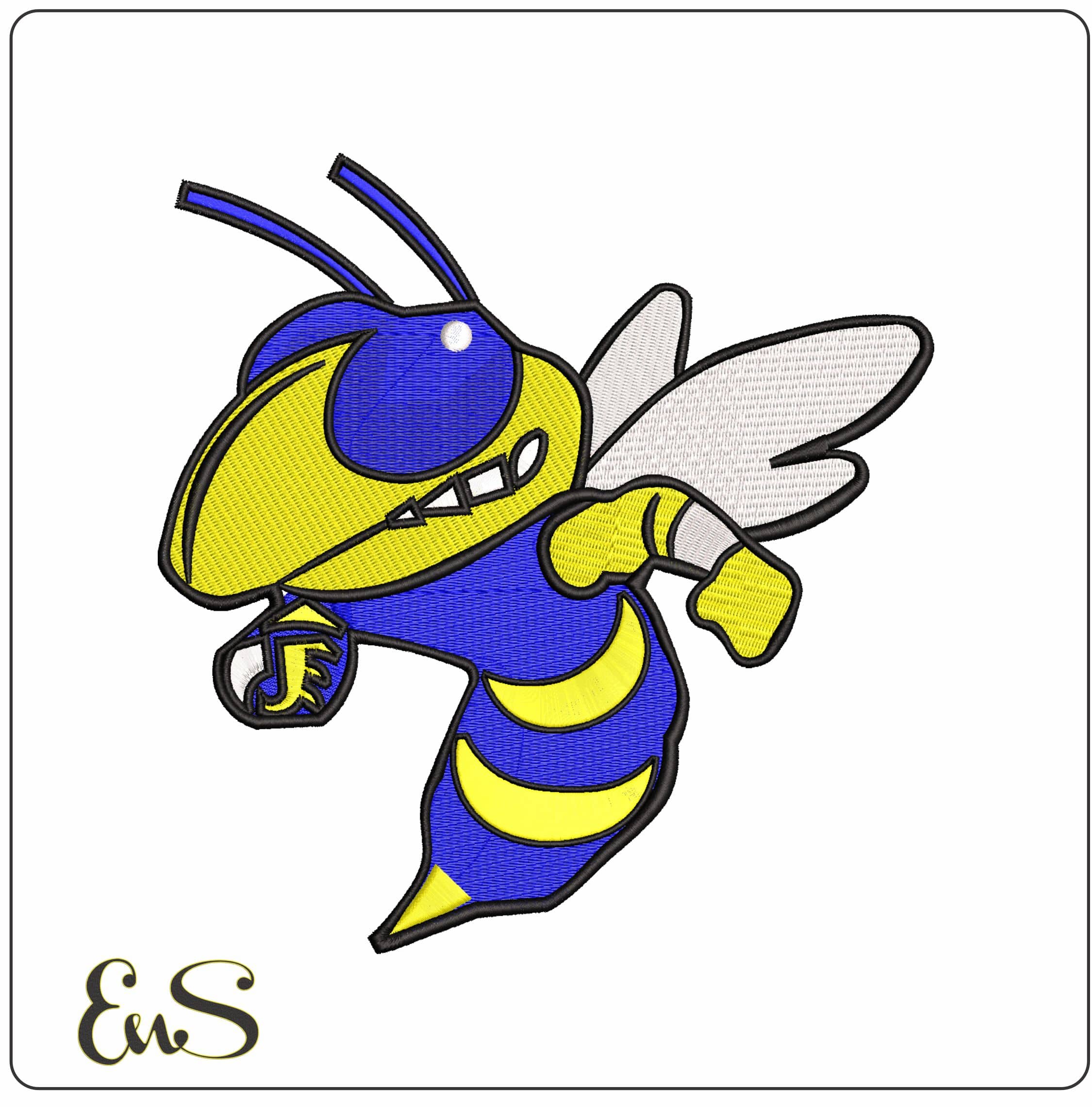 GT Basic Yellow Jacket with Blue- Elegant embroidery design file - instant download