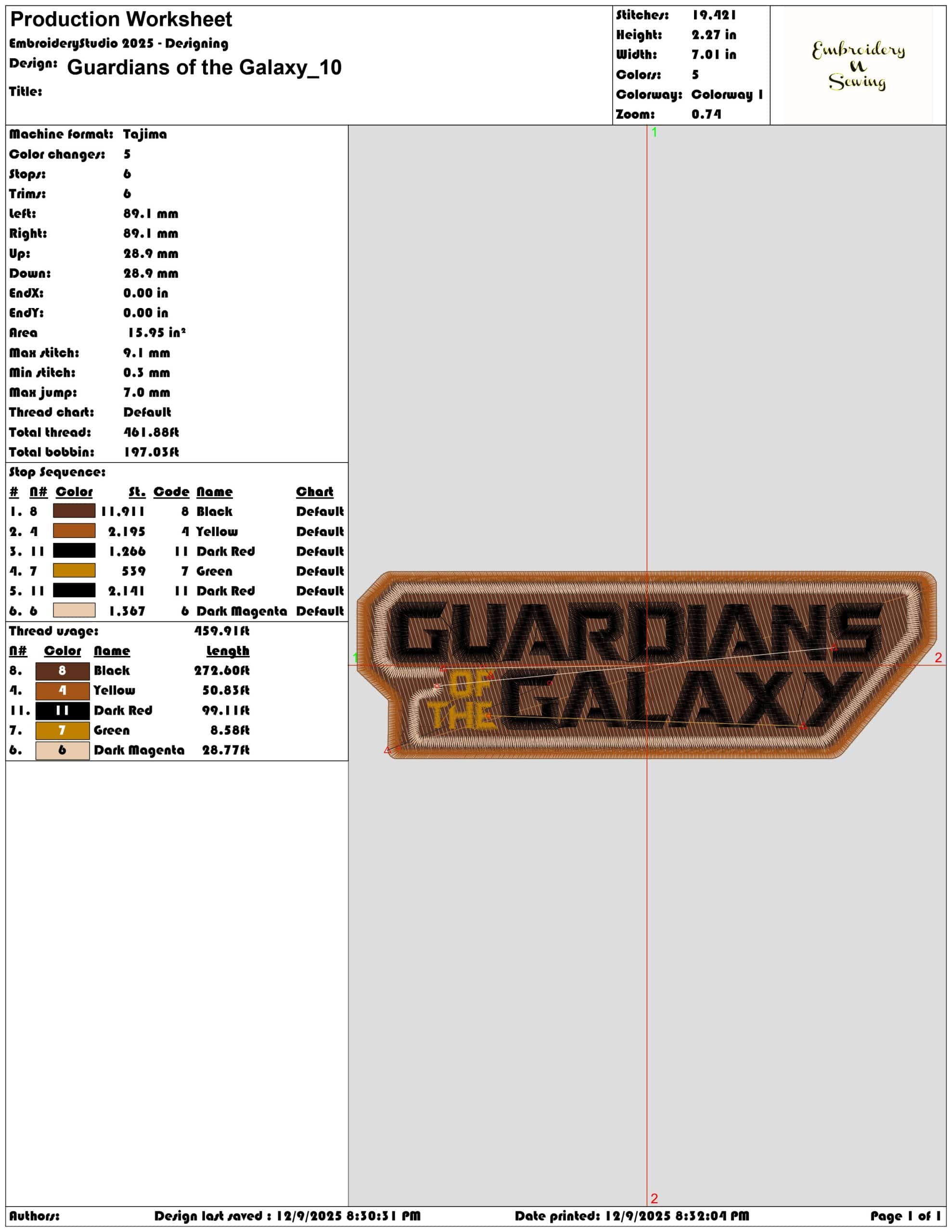 Guardians of the Galaxy- Elegant embroidery design file - instant download — view 3