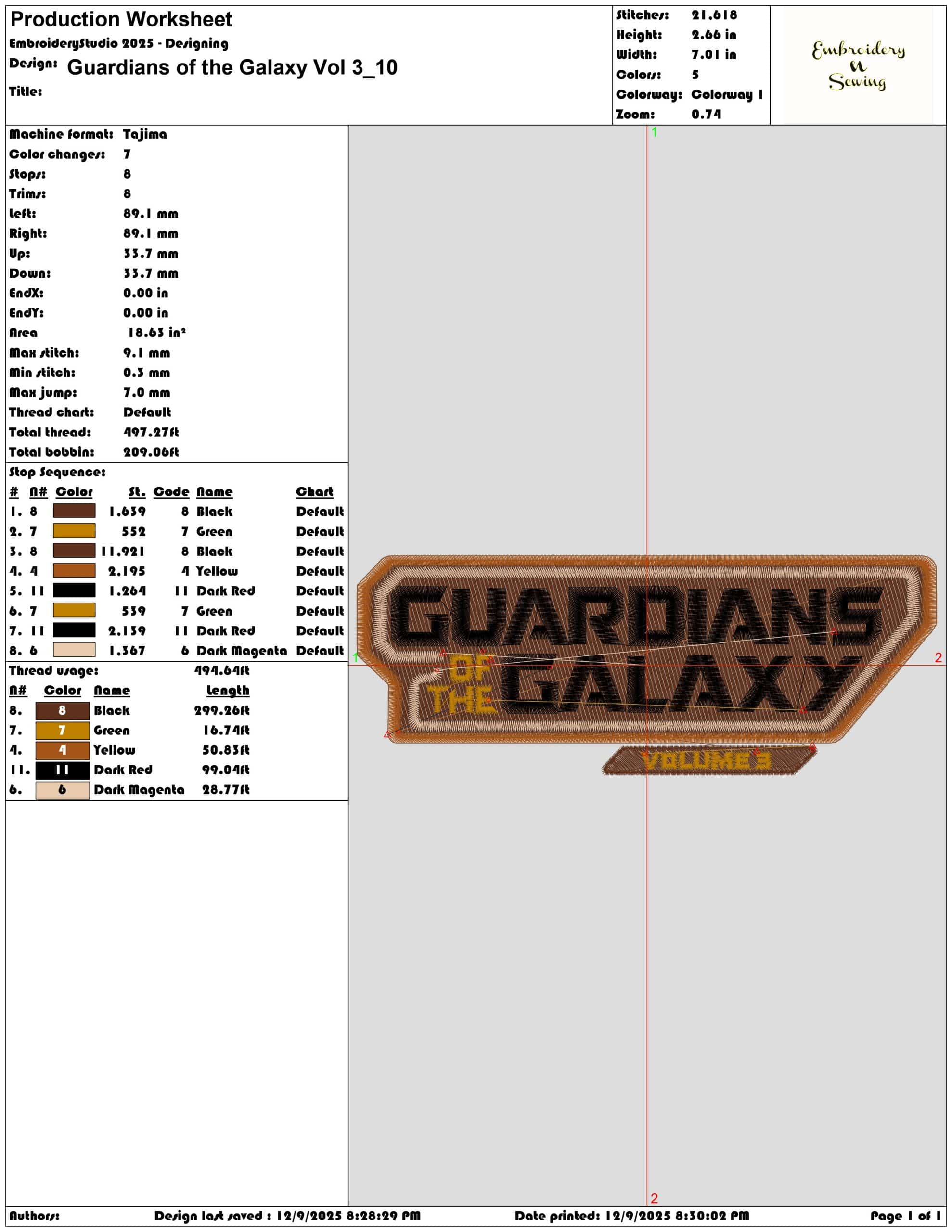 Guardians of the Galaxy Vol 3- Elegant embroidery design file - instant download — view 3