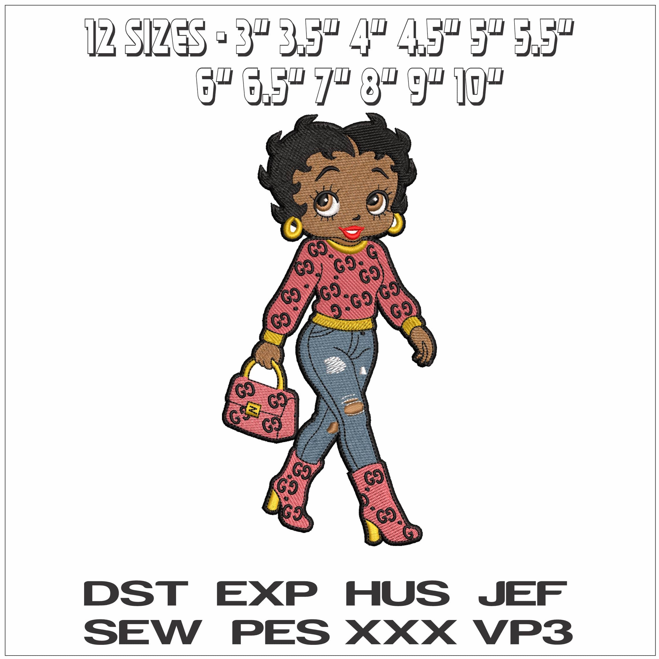 Gucci Betty Boo- Elegant embroidery design file - instant download — view 2