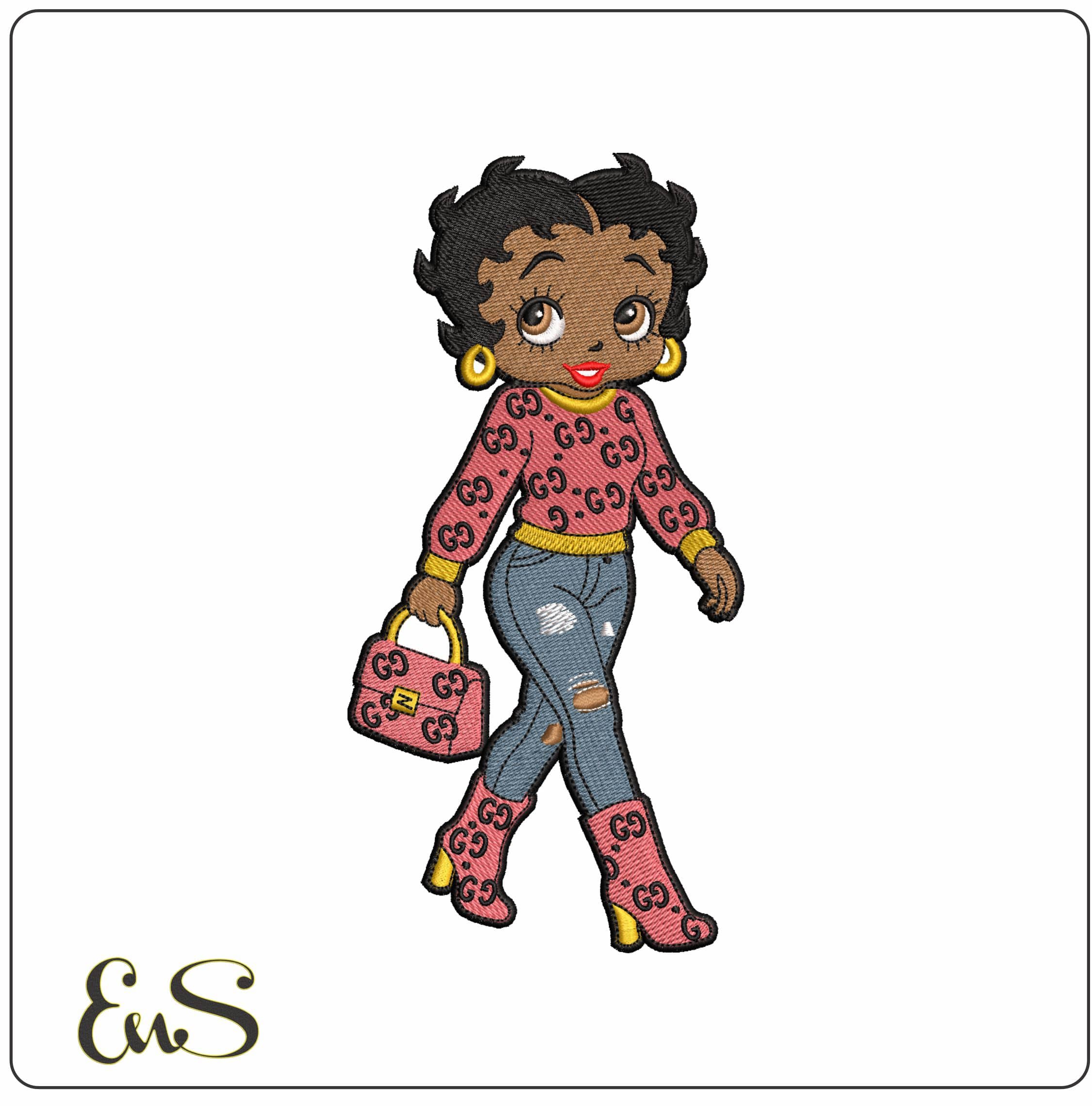 Gucci Betty Boo- Elegant embroidery design file - instant download