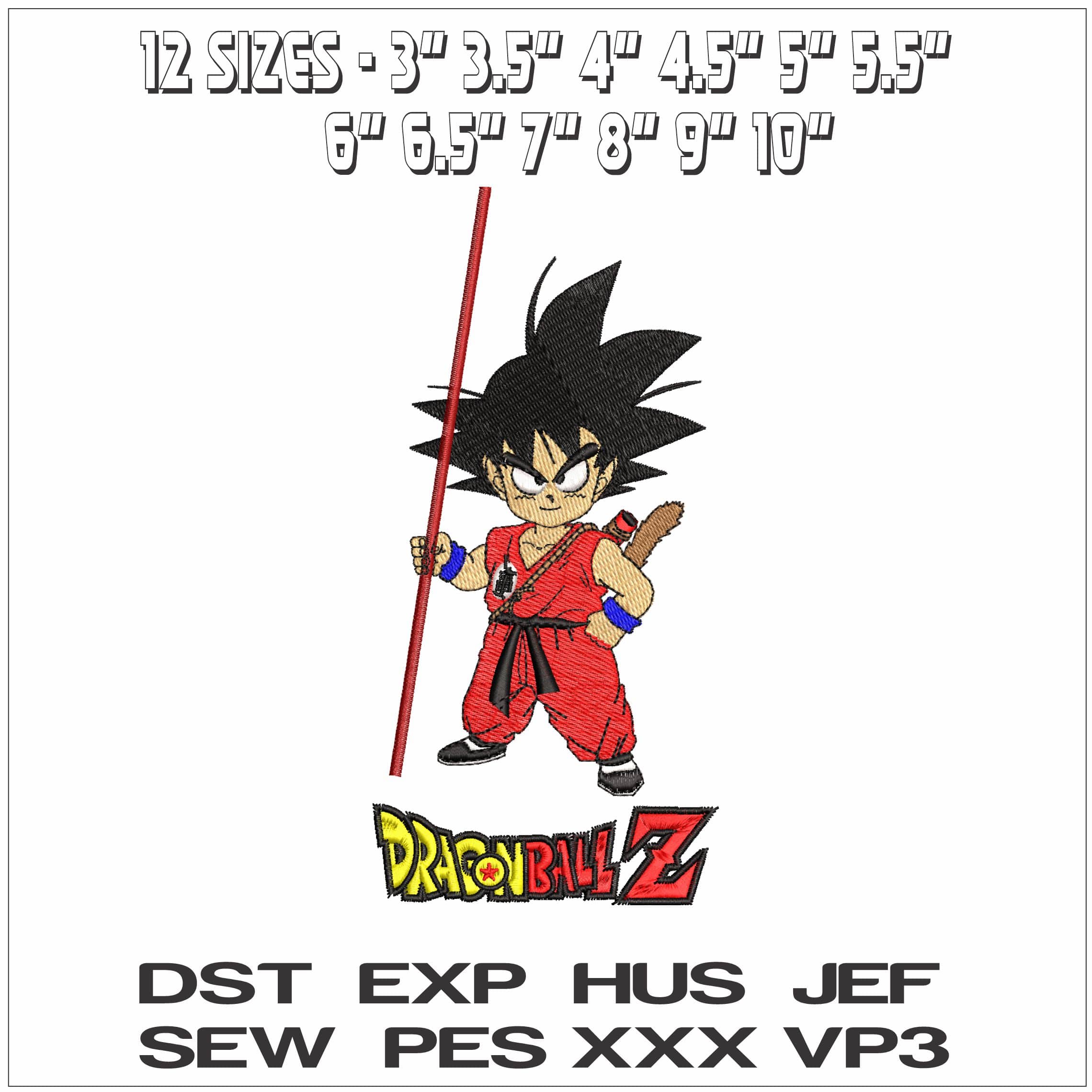 Guko with Cane Dragon Ballz Anime- Elegant embroidery design file - instant download — view 2