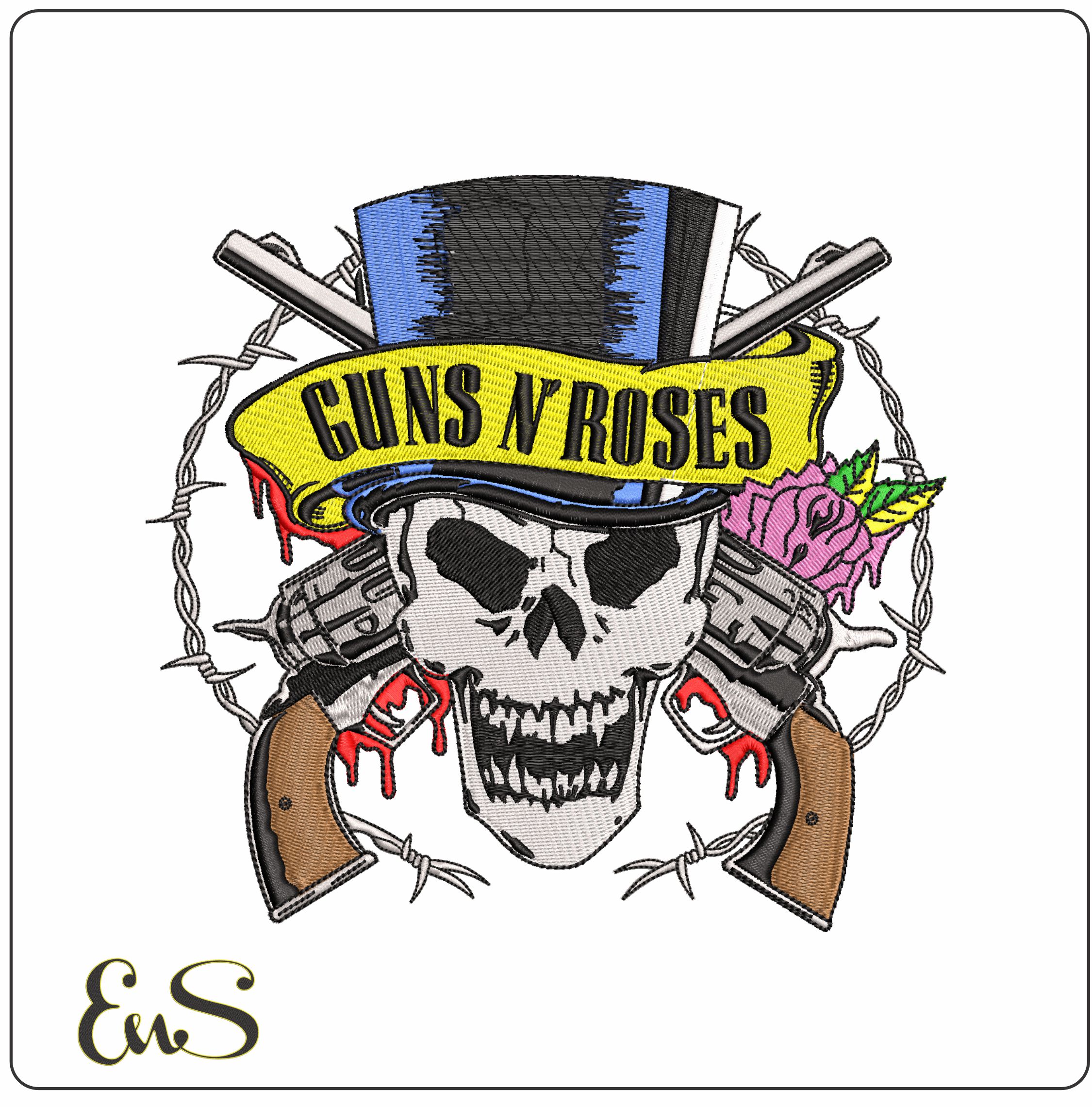Guns N Roses Barb Wire- Elegant embroidery design file - instant download