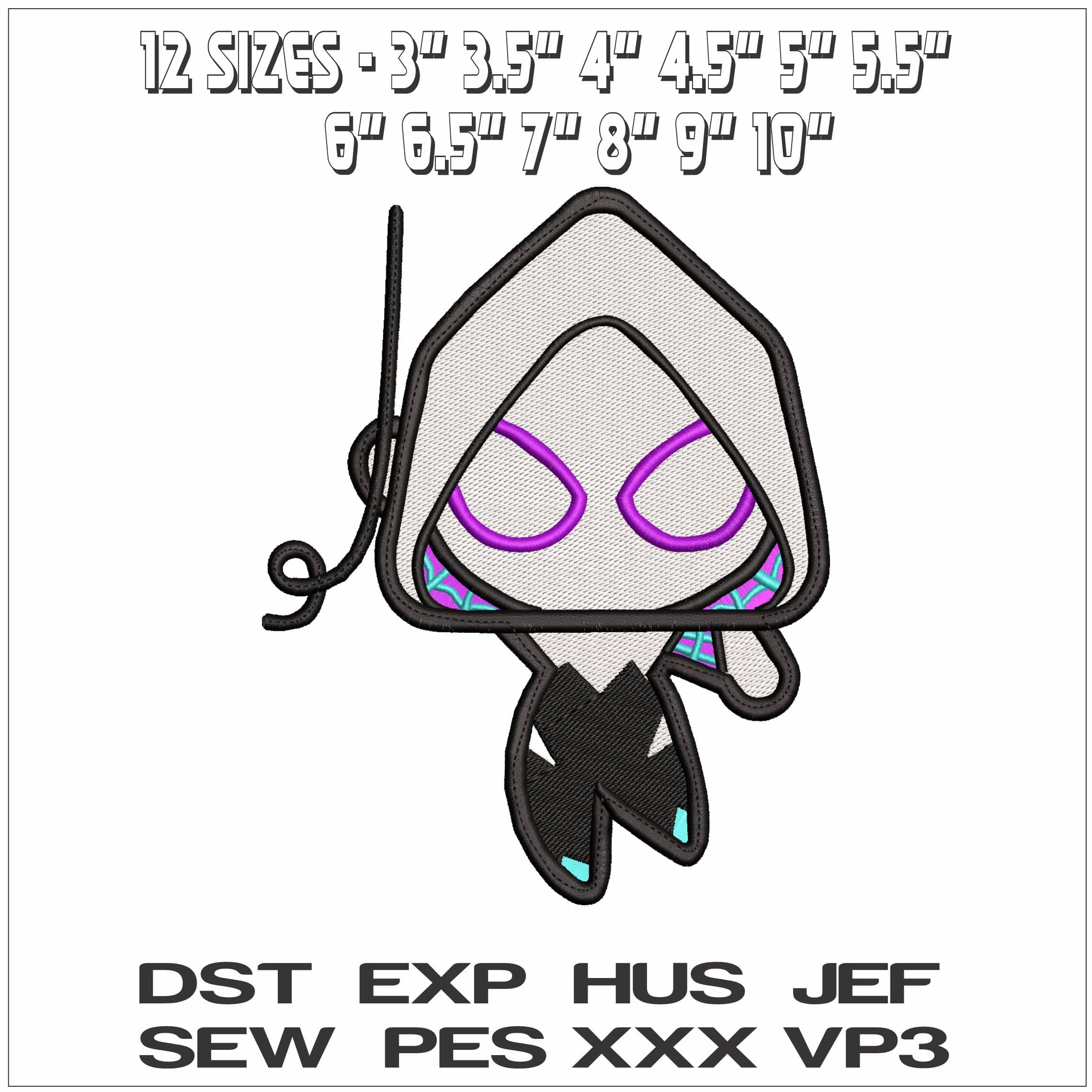 Gwen Spiderman Chibi- Elegant embroidery design file - instant download — view 2