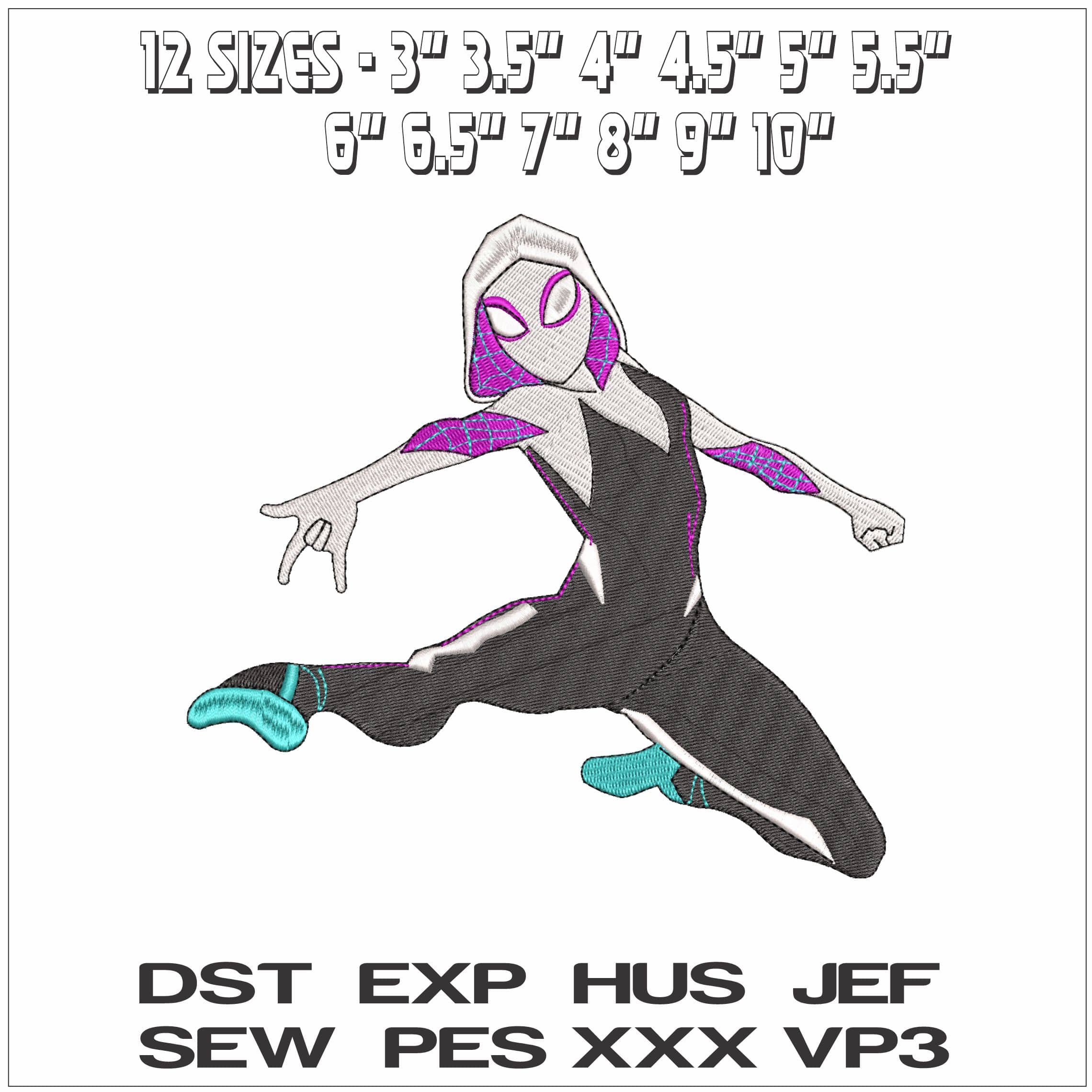 Gwen Spiderwoman Leaping- Elegant embroidery design file - instant download — view 2