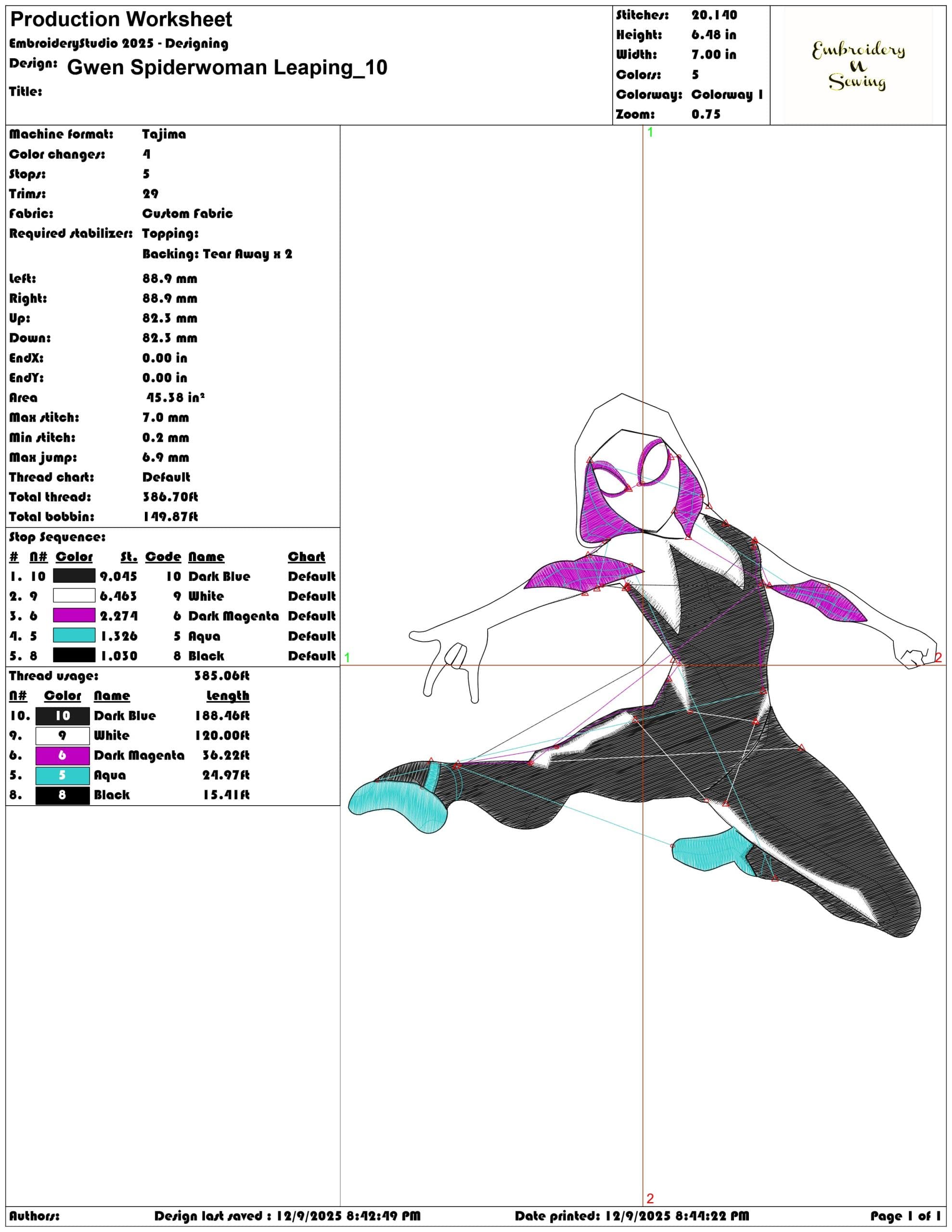 Gwen Spiderwoman Leaping- Elegant embroidery design file - instant download — view 3