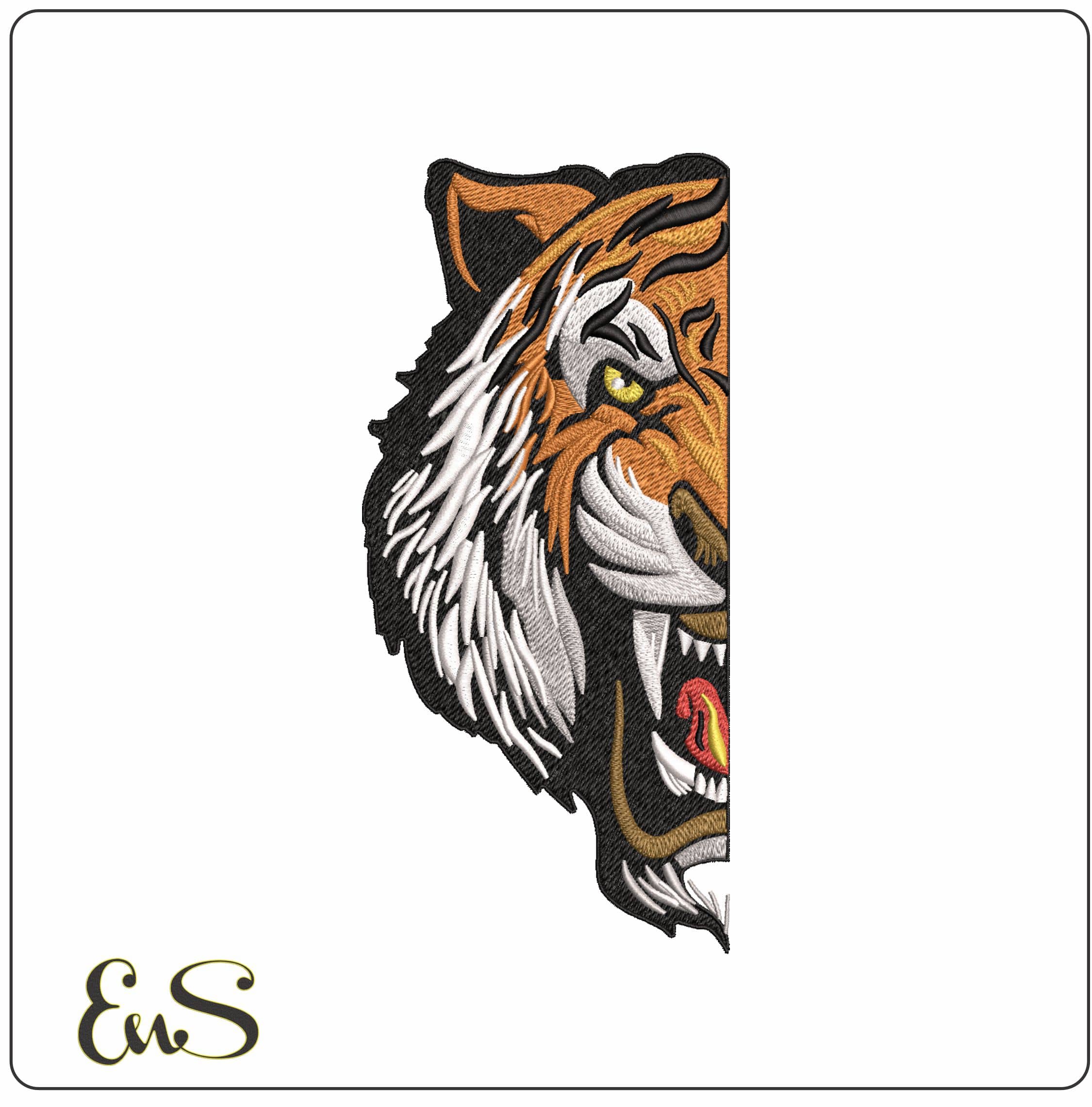 Half Tiger Face- Elegant embroidery design file - instant download
