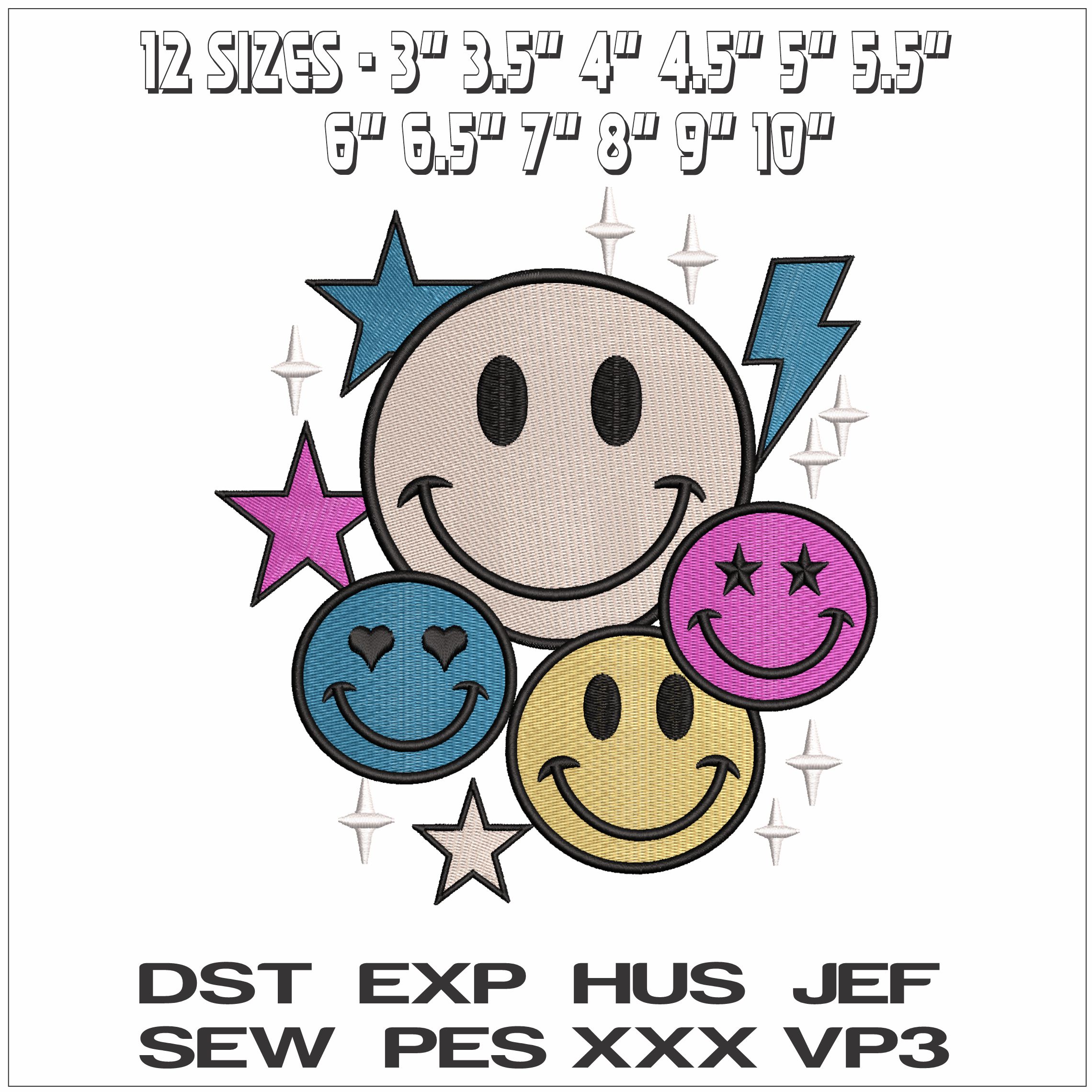 Happy face balls- Elegant embroidery design file - instant download — view 2