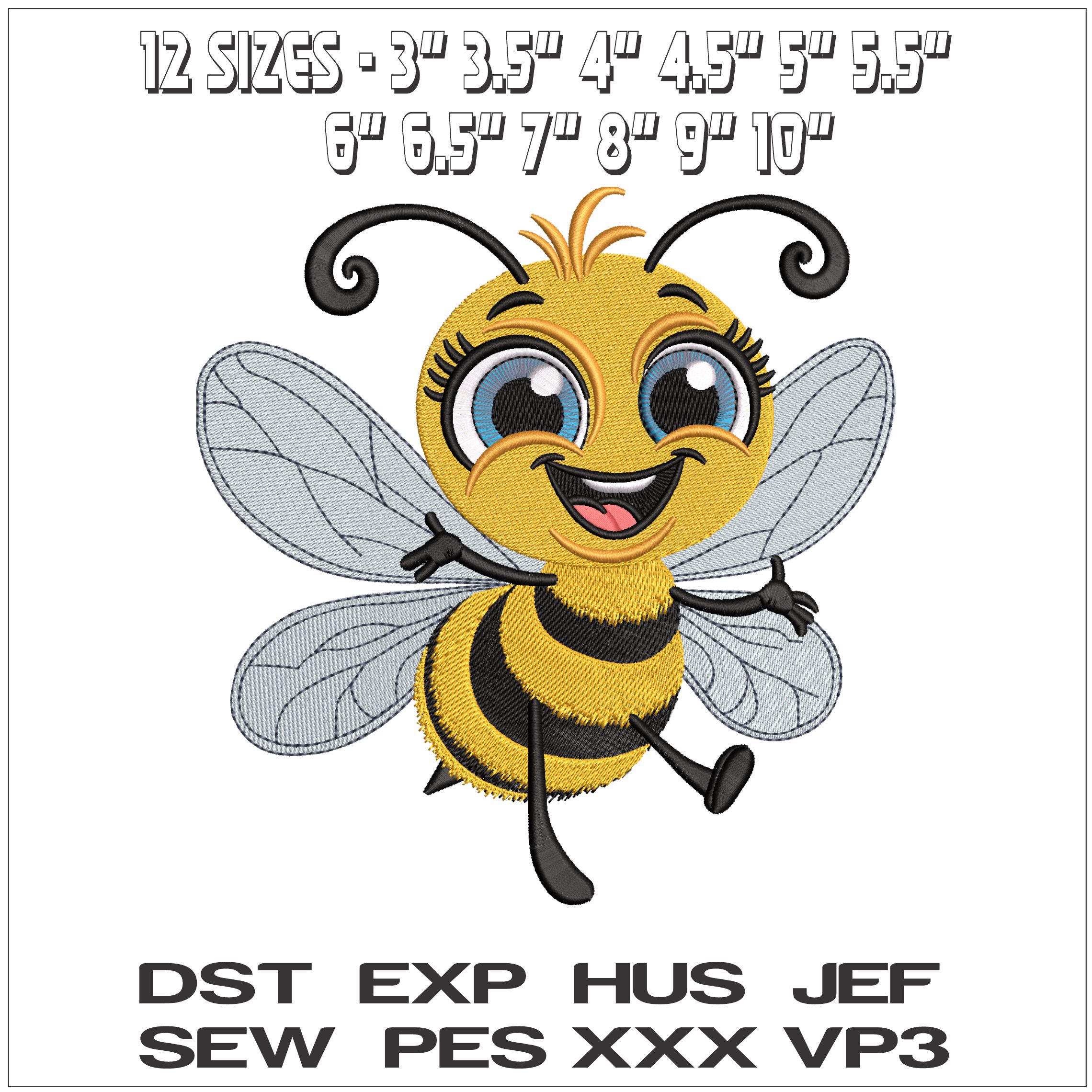 Happy Honey Bee- Elegant embroidery design file - instant download — view 2