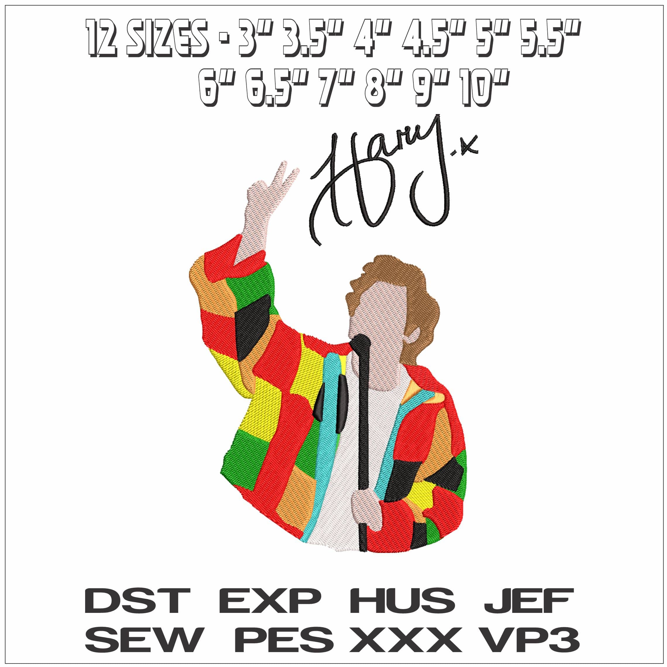 Harry Styles T shirt- Elegant embroidery design file - instant download — view 2