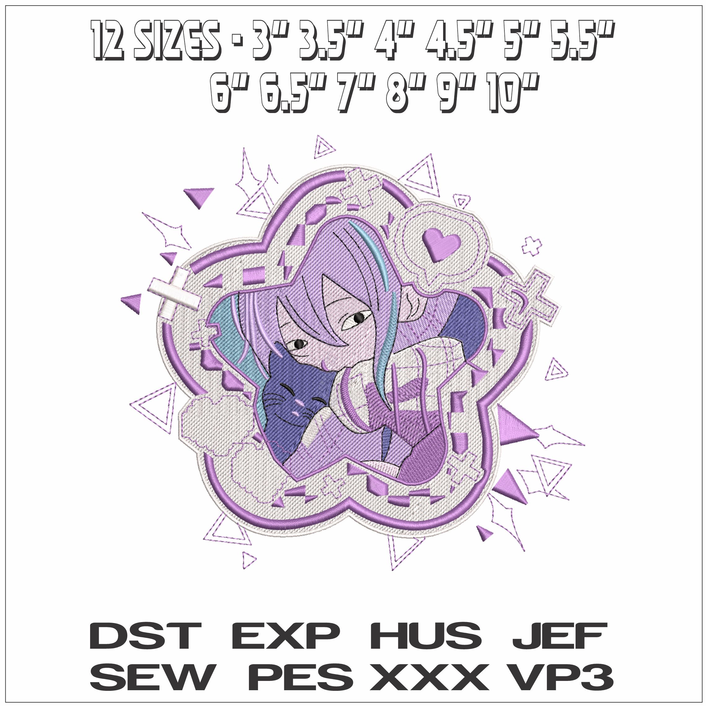 Hatsune Miku on hole Vocaloid Anime- Elegant embroidery design file - instant download — view 2