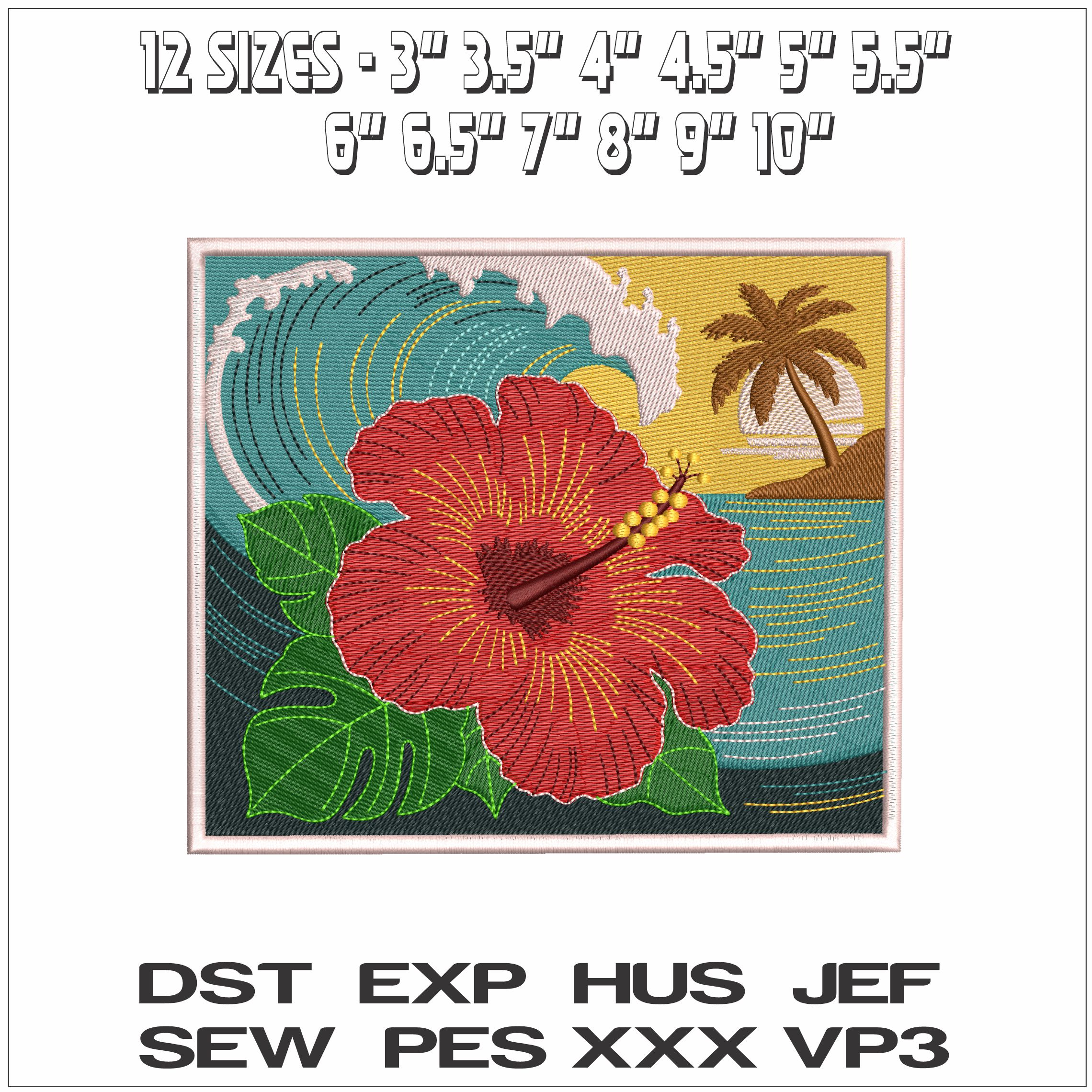 Hawaiian Flower- Elegant embroidery design file - instant download — view 2