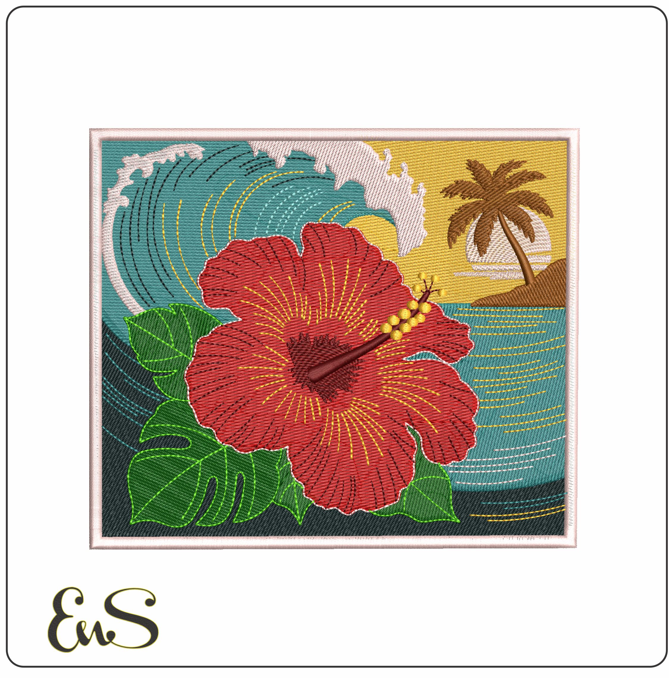 Hawaiian Flower- Elegant embroidery design file - instant download