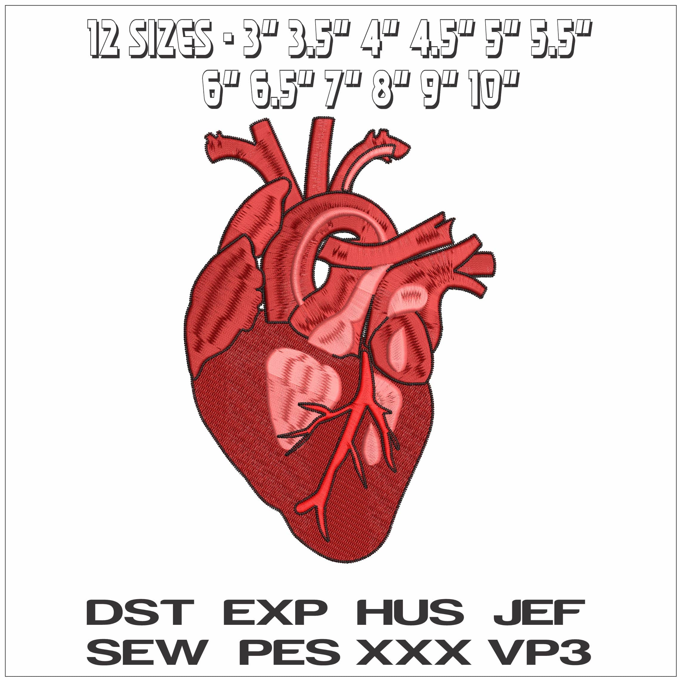 Heart and Valves- Elegant embroidery design file - instant download — view 2