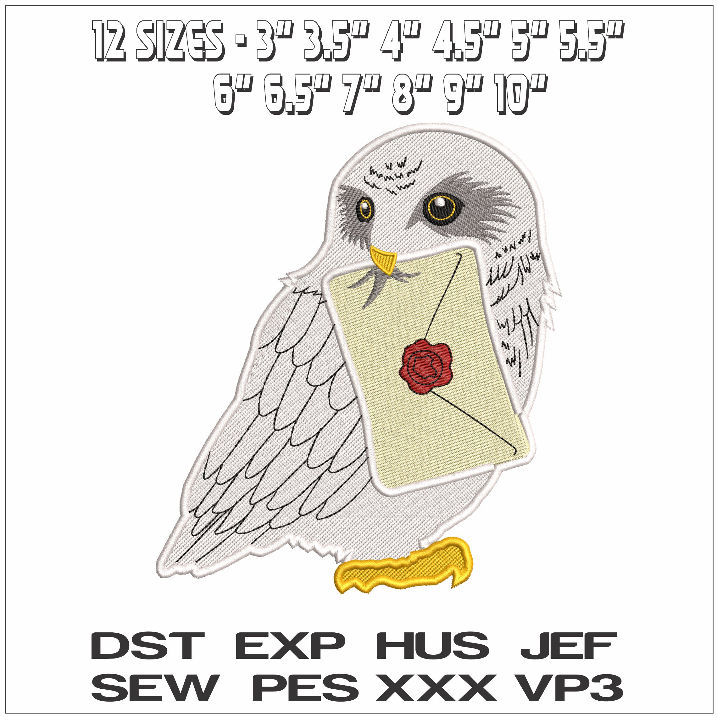 Hedwig letter- Elegant embroidery design file - instant download — view 2