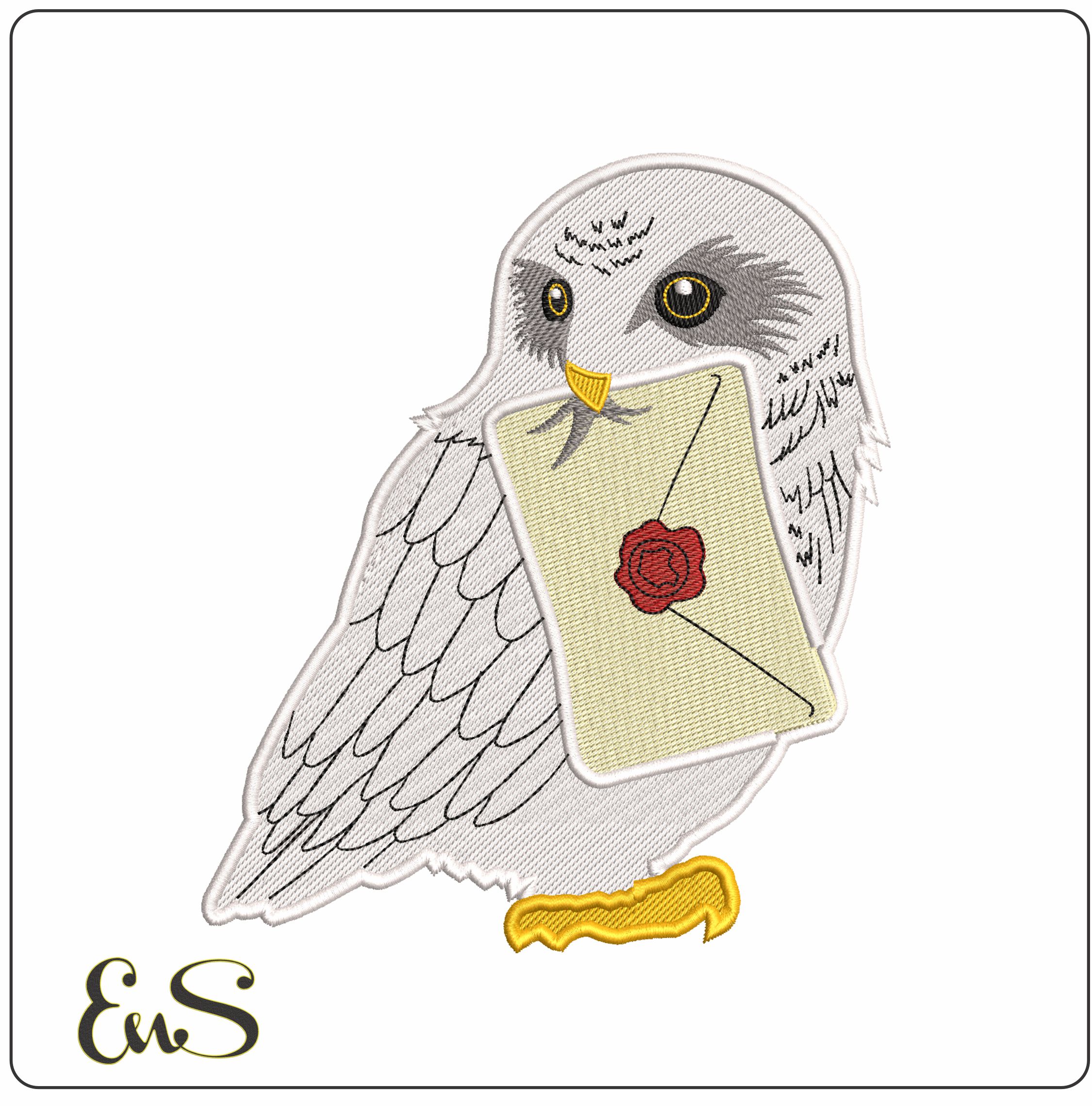 Hedwig letter- Elegant embroidery design file - instant download