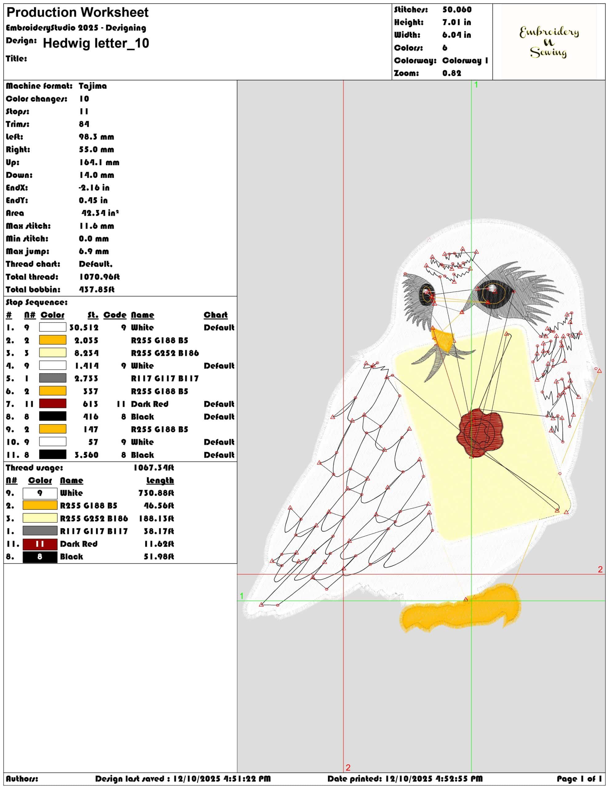 Hedwig letter- Elegant embroidery design file - instant download — view 3